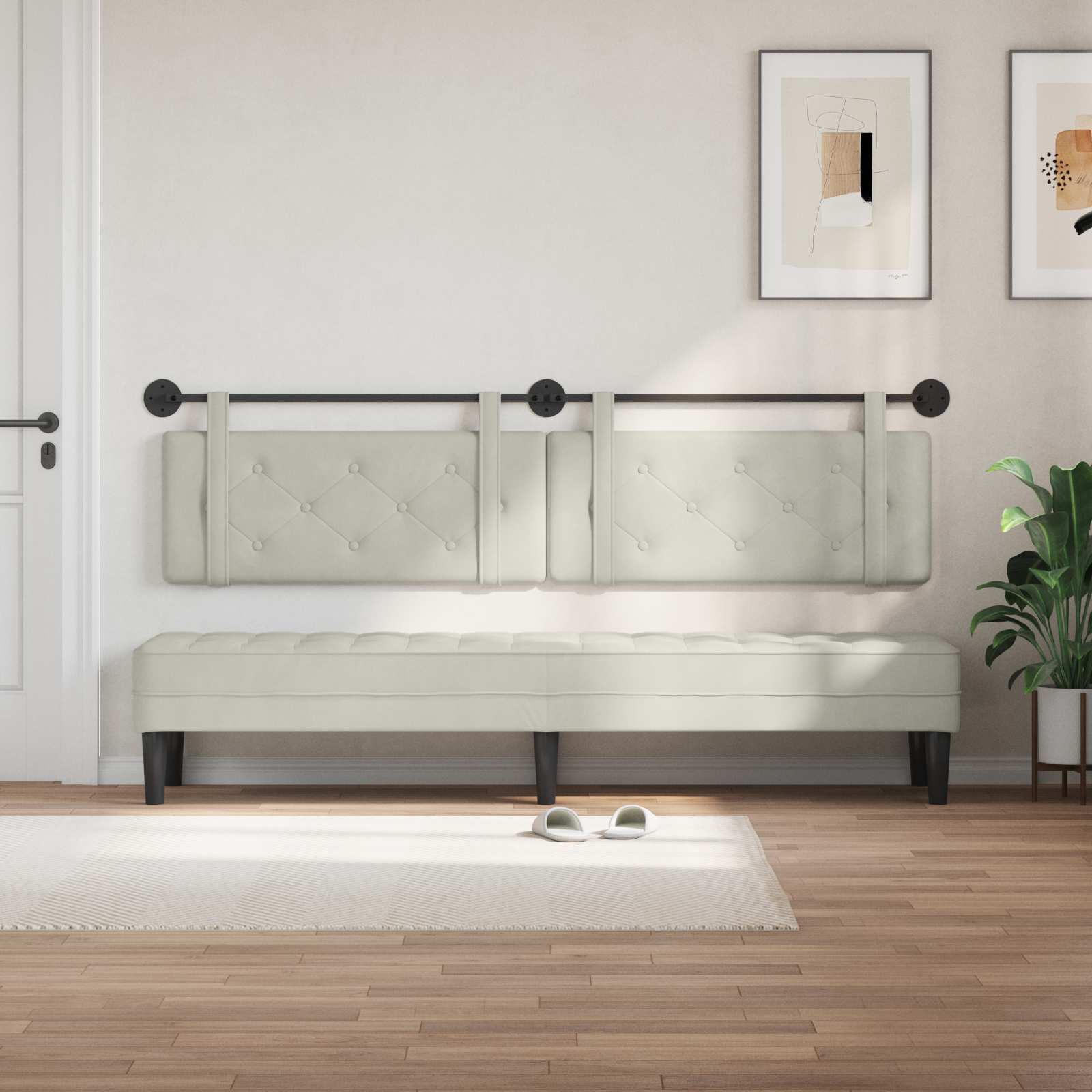 Testata appesa Montaggio a parete Crema 210 x 55 x 5 cm Velluto 42031753