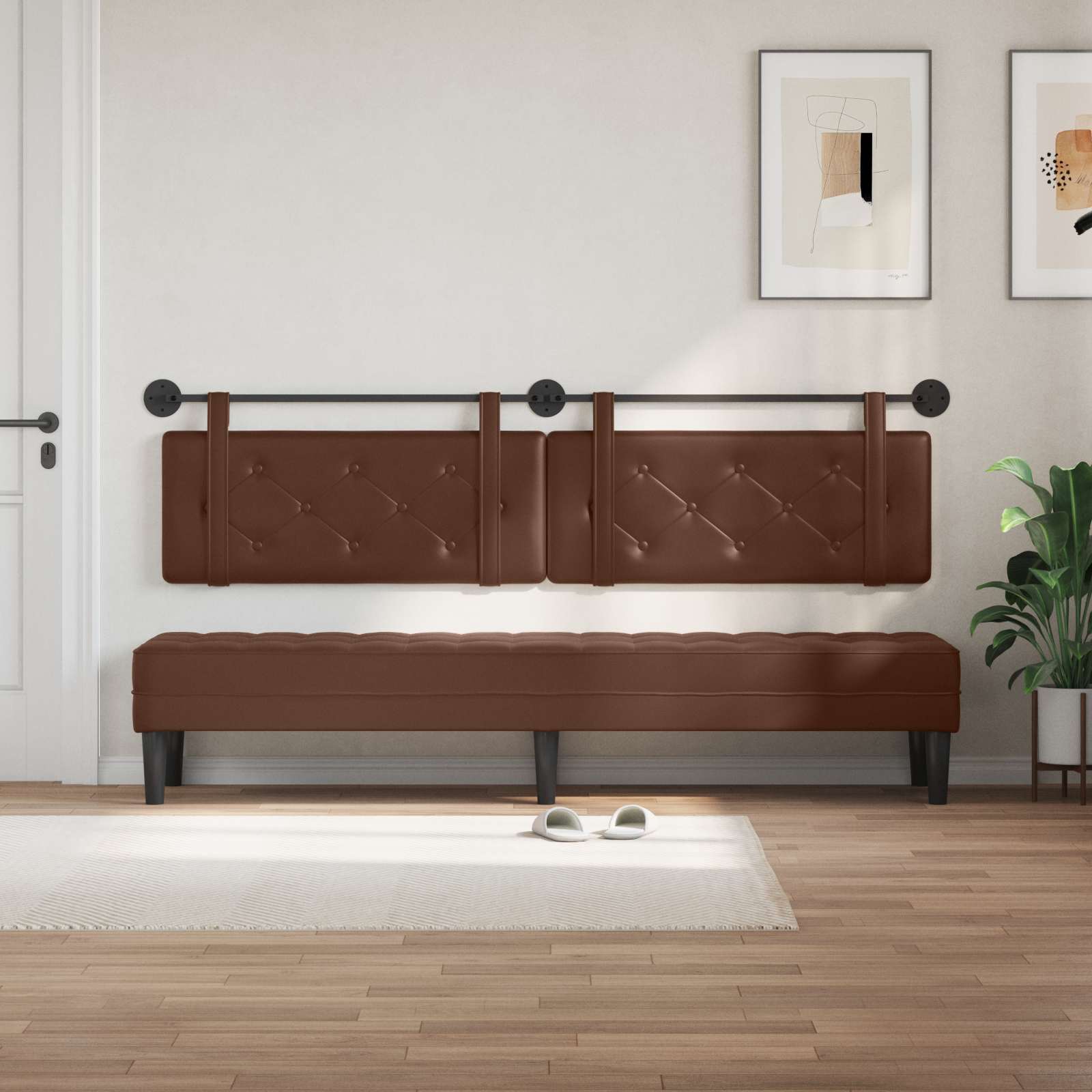 Testiera Montata a Muro 2 pcs Marrone 200 x 5 x 40 cm 42031760