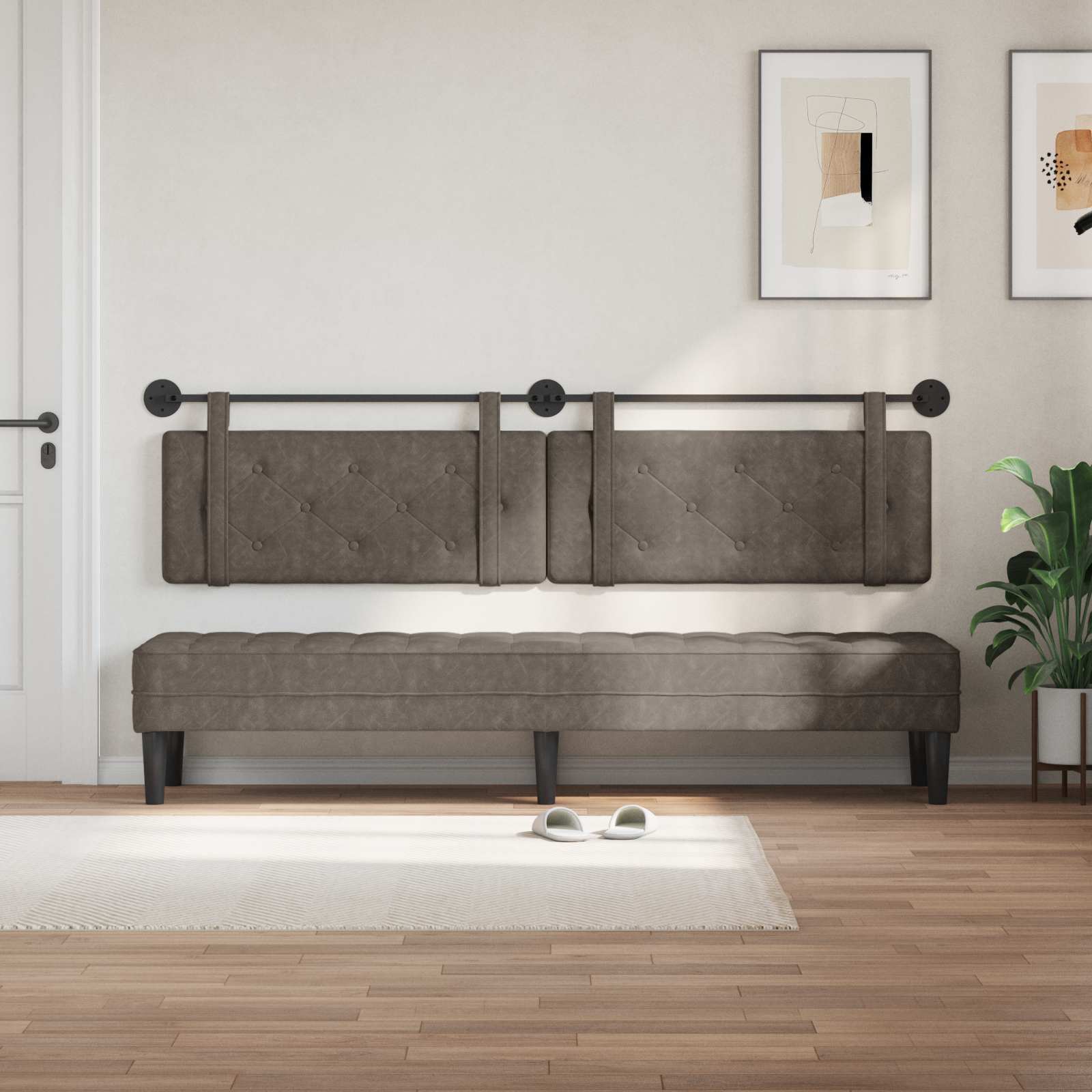 grigio con testiera 2 pcs Grigio 200 x 5 x 40 cm Compensato 42031769