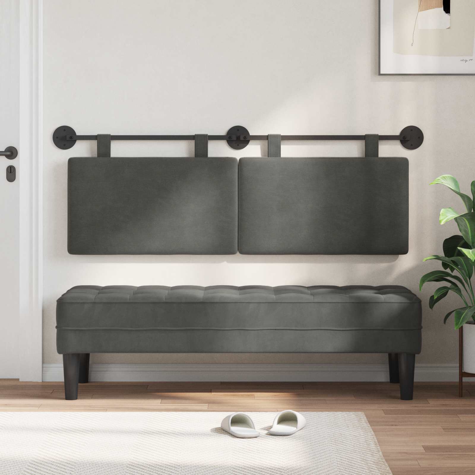 Testata appesa Grigio scuro 150 x 55 x 5 cm Tessuto in Cords 42031808