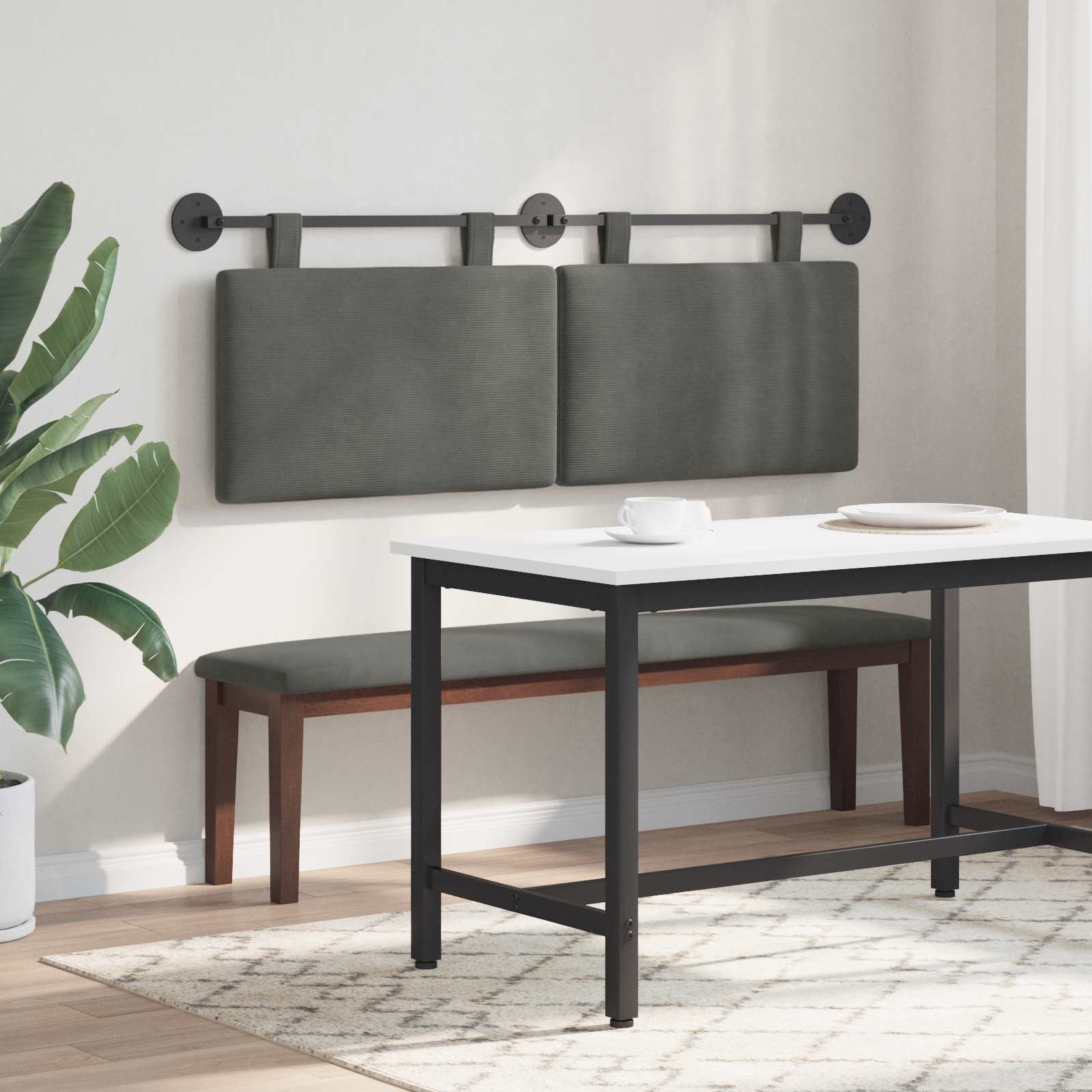 Testata appesa Grigio scuro 150 x 55 x 5 cm Tessuto in Cords 42031808