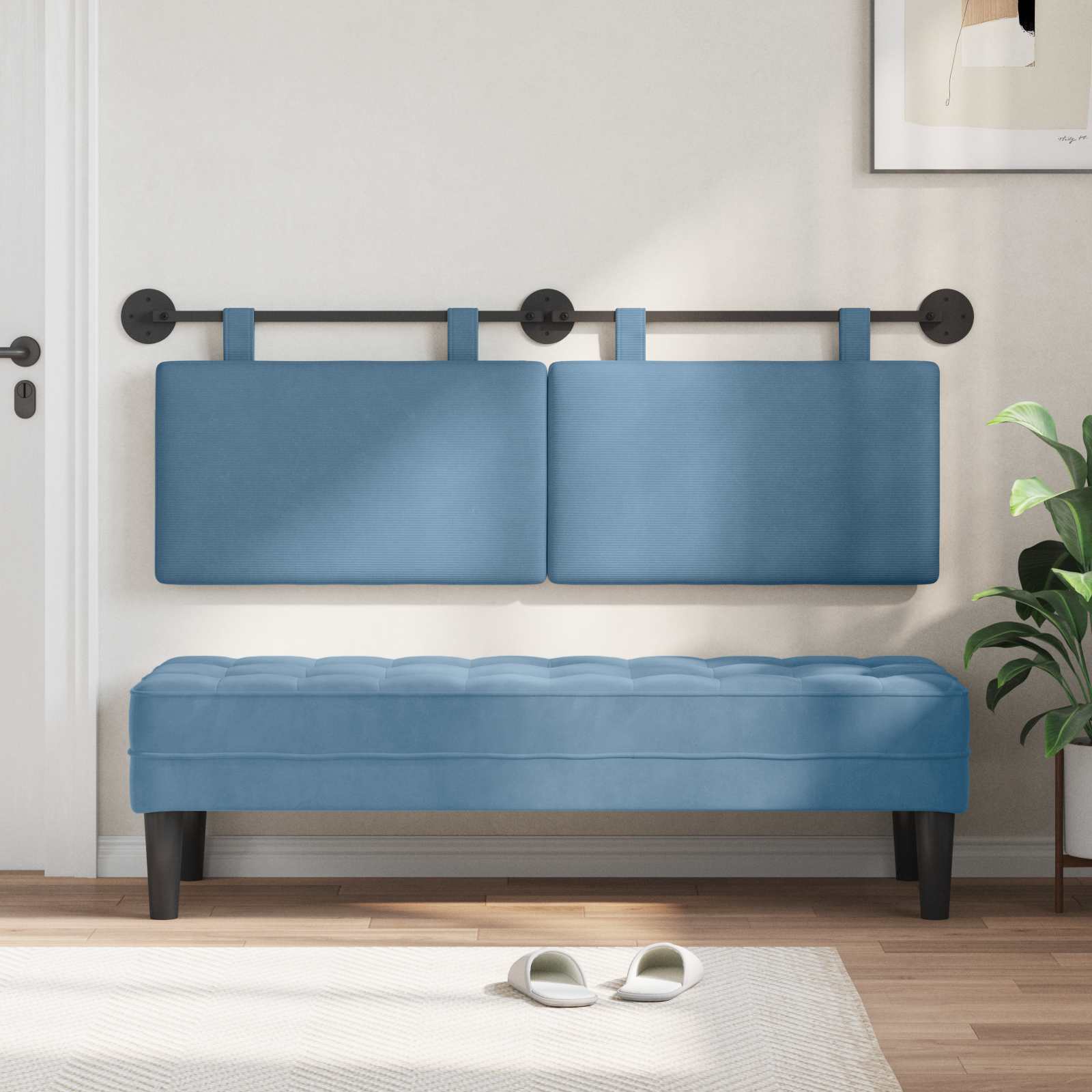 Testata appesa Tinta unita Blu 150 x 55 x 5 cm Tessuto in Cords 42031810