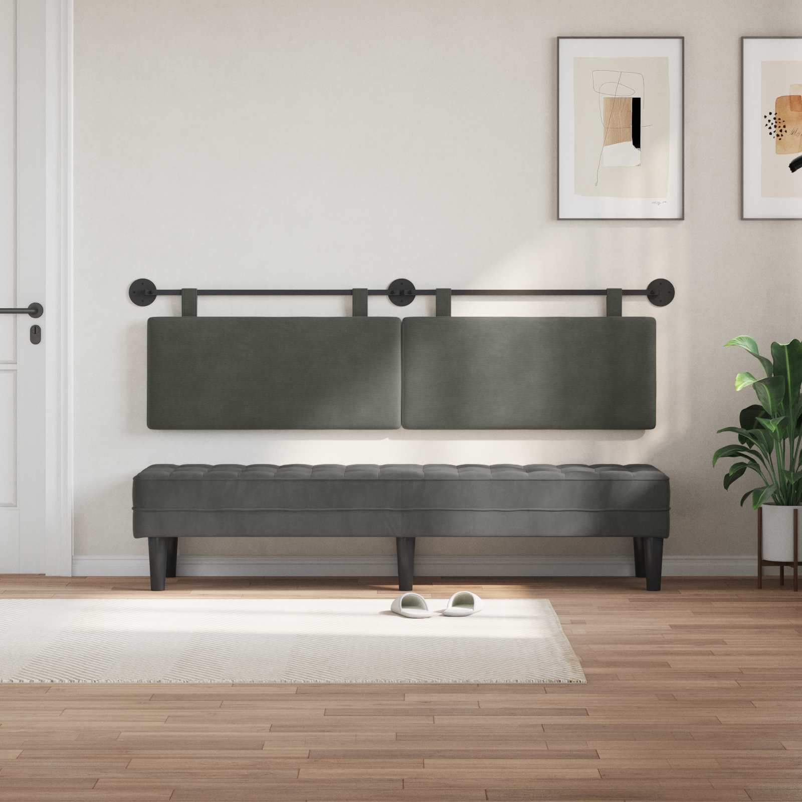 Testata appesa Grigio scuro 170 x 55 x 5 cm Tessuto in Cords 42031817