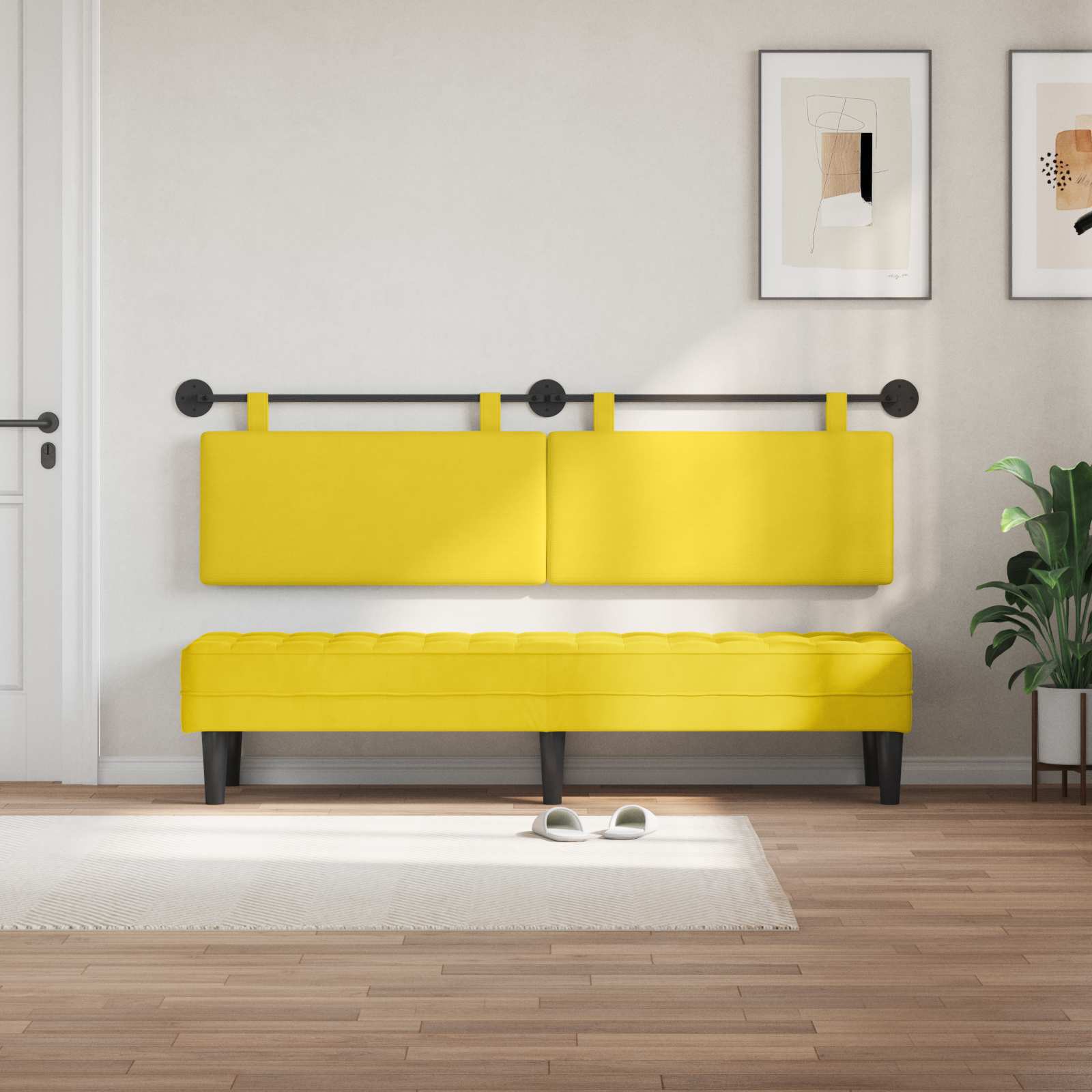 Testata appesa Giallo Chiaro 170 x 55 x 5 cm Tessuto in Cords 42031822