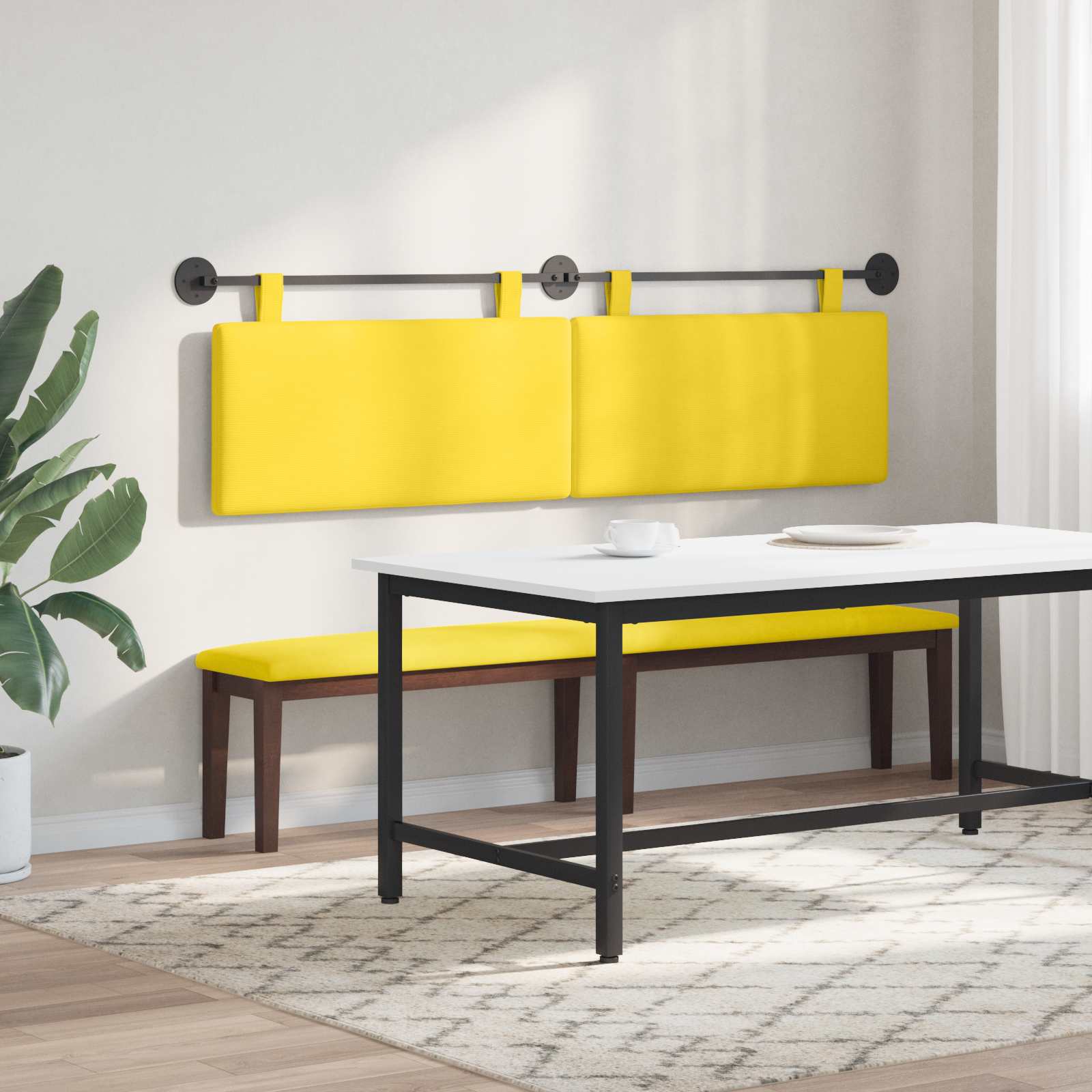 Testata appesa Giallo Chiaro 170 x 55 x 5 cm Tessuto in Cords 42031822