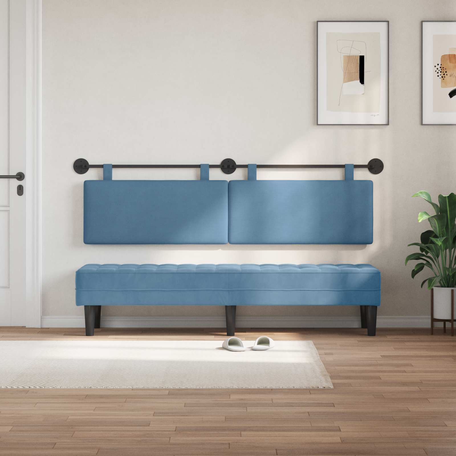 Testata appesa Tinta unita Blu 190 x 55 x 5 cm Tessuto in Cords 42031828