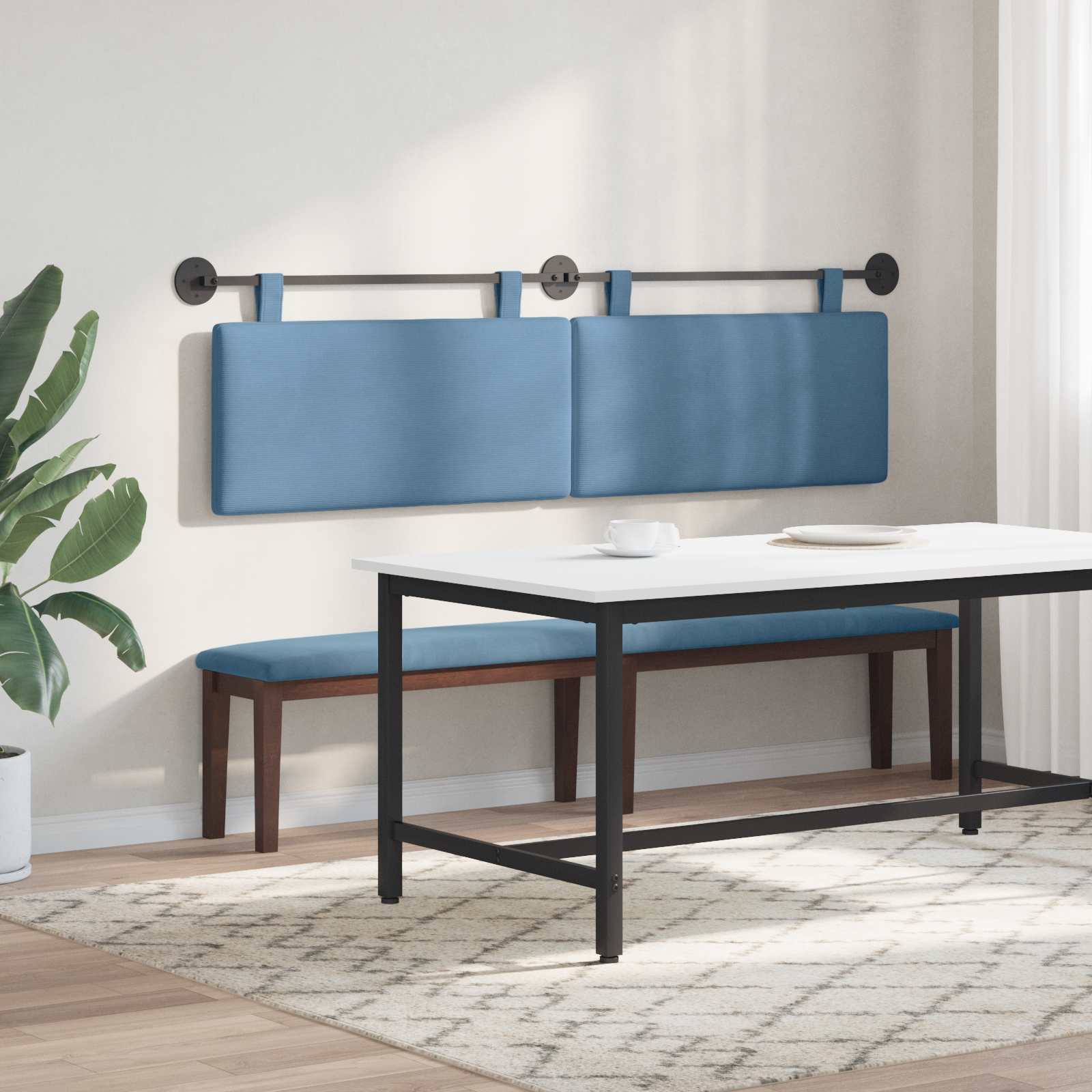 Testata appesa Tinta unita Blu 190 x 55 x 5 cm Tessuto in Cords 42031828