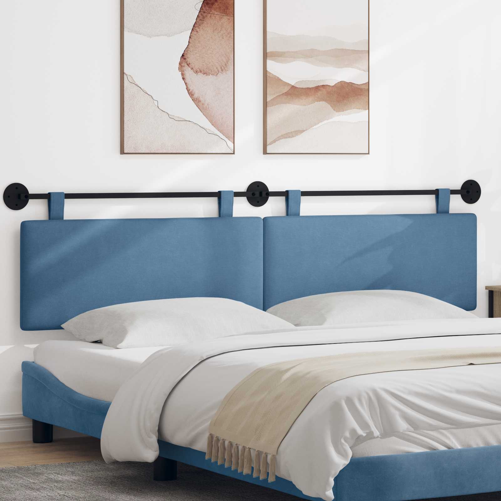 Testata appesa Tinta unita Blu 210 x 55 x 5 cm Tessuto in Cords 42031837