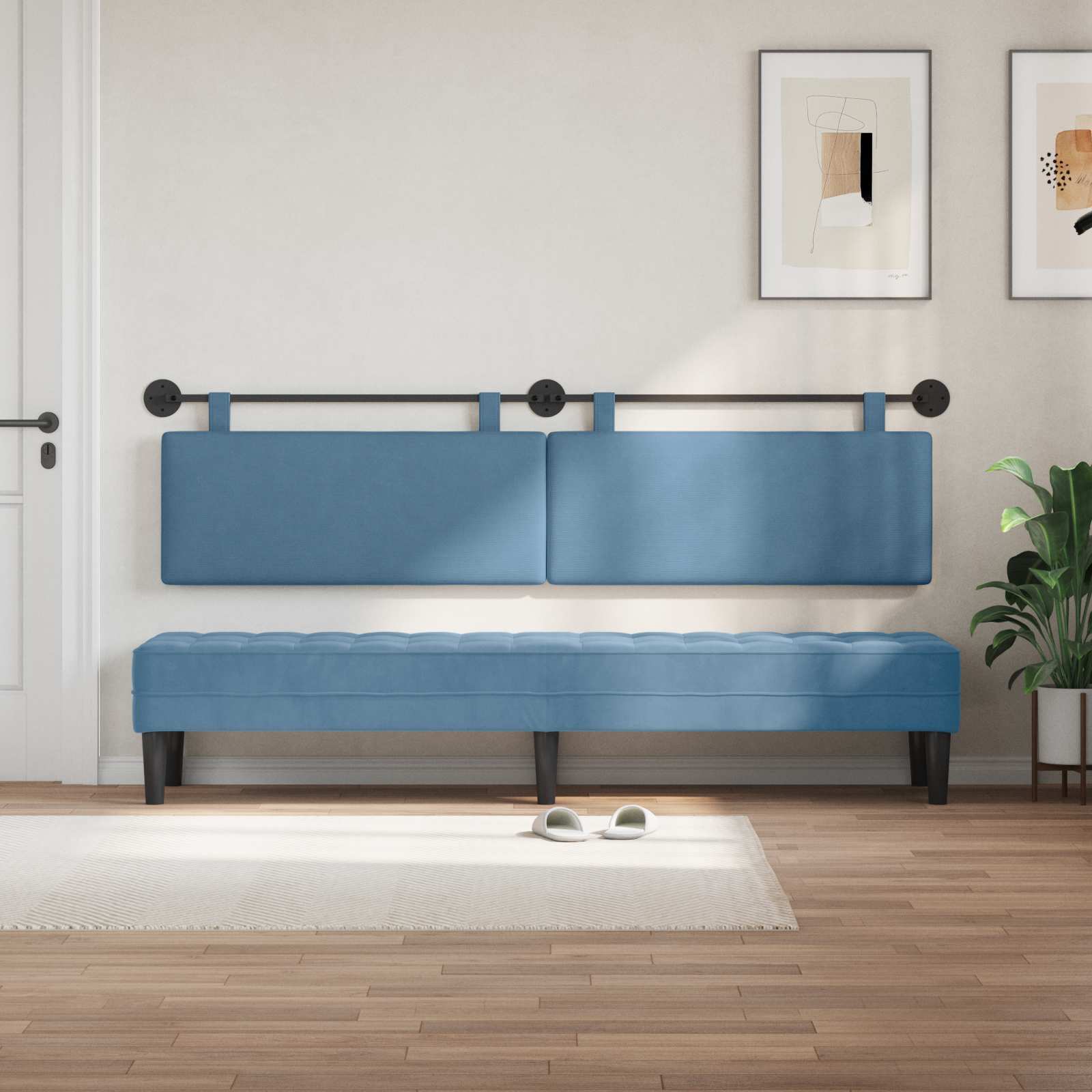 Testata appesa Tinta unita Blu 210 x 55 x 5 cm Tessuto in Cords 42031837