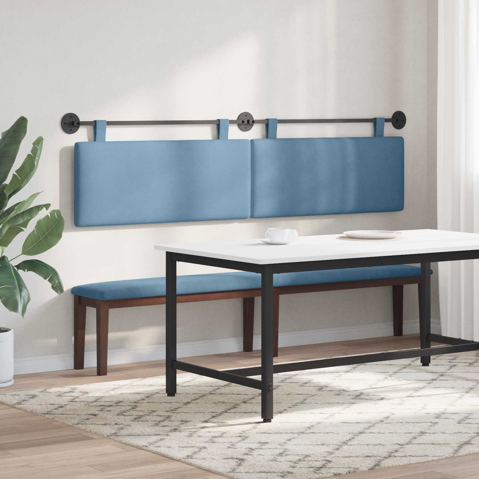 Testata appesa Tinta unita Blu 210 x 55 x 5 cm Tessuto in Cords 42031837