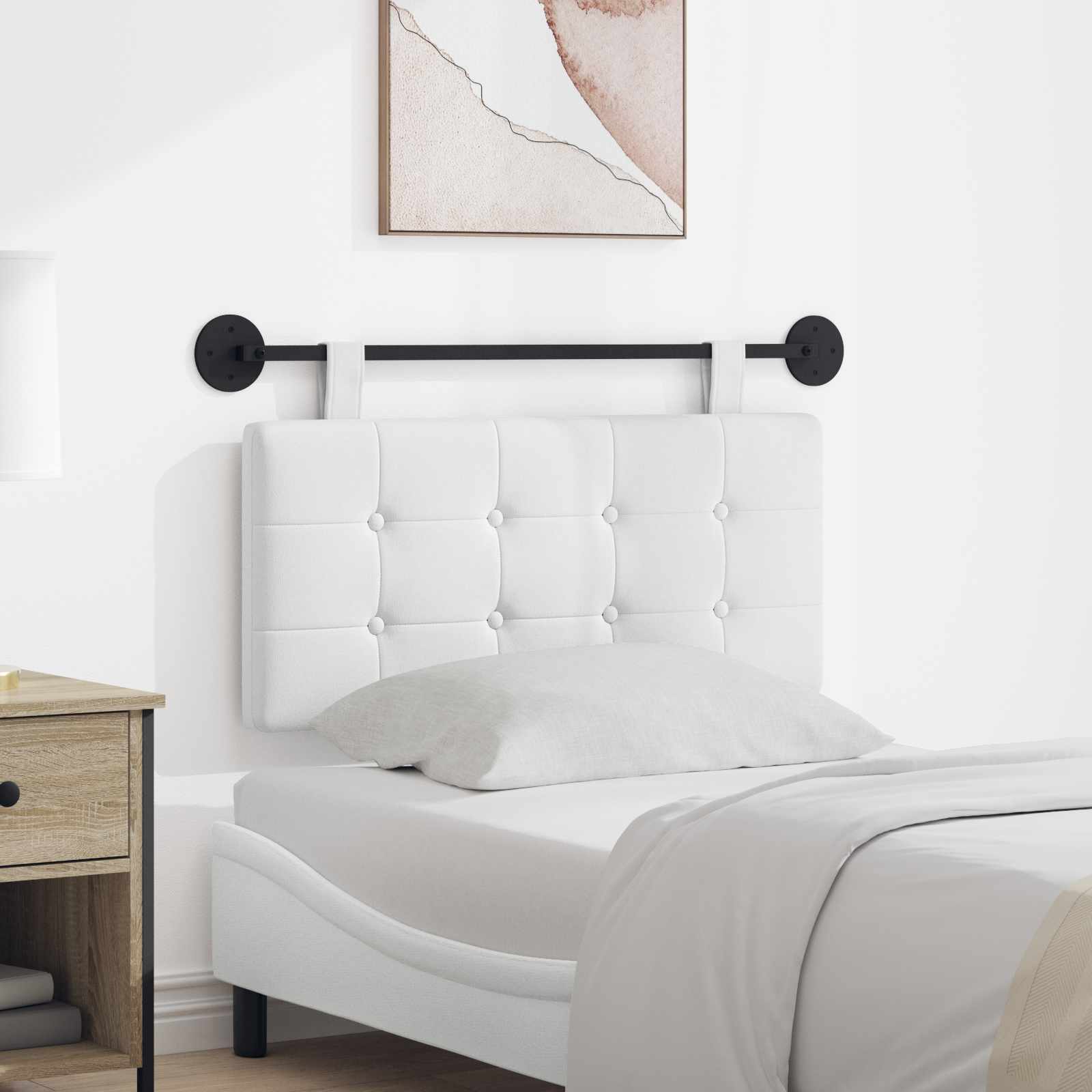 Testata appesa Montaggio a parete Bianco 90 x 40 cm Tessuto 42031874