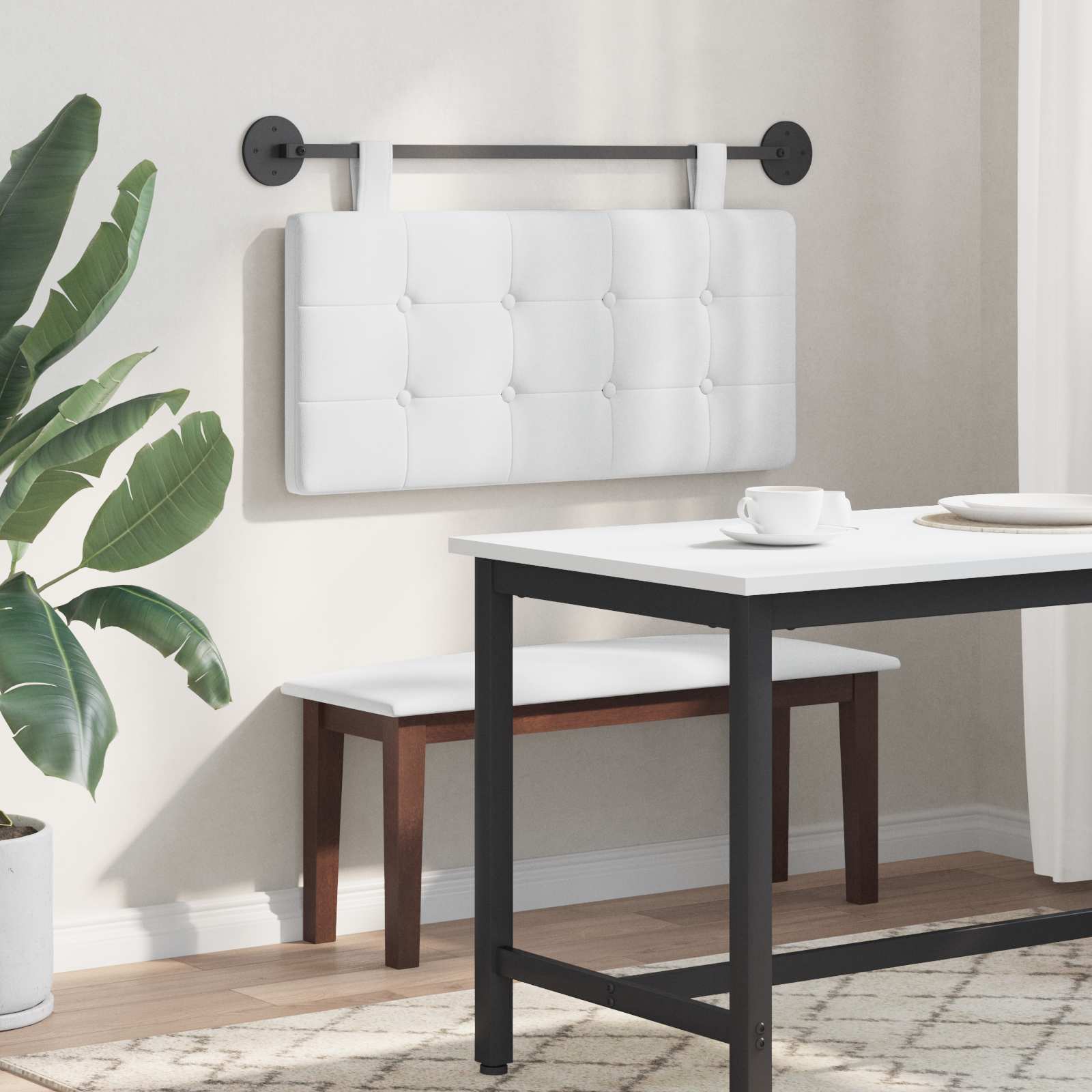 Testata appesa Montaggio a parete Bianco 90 x 40 cm Tessuto 42031874