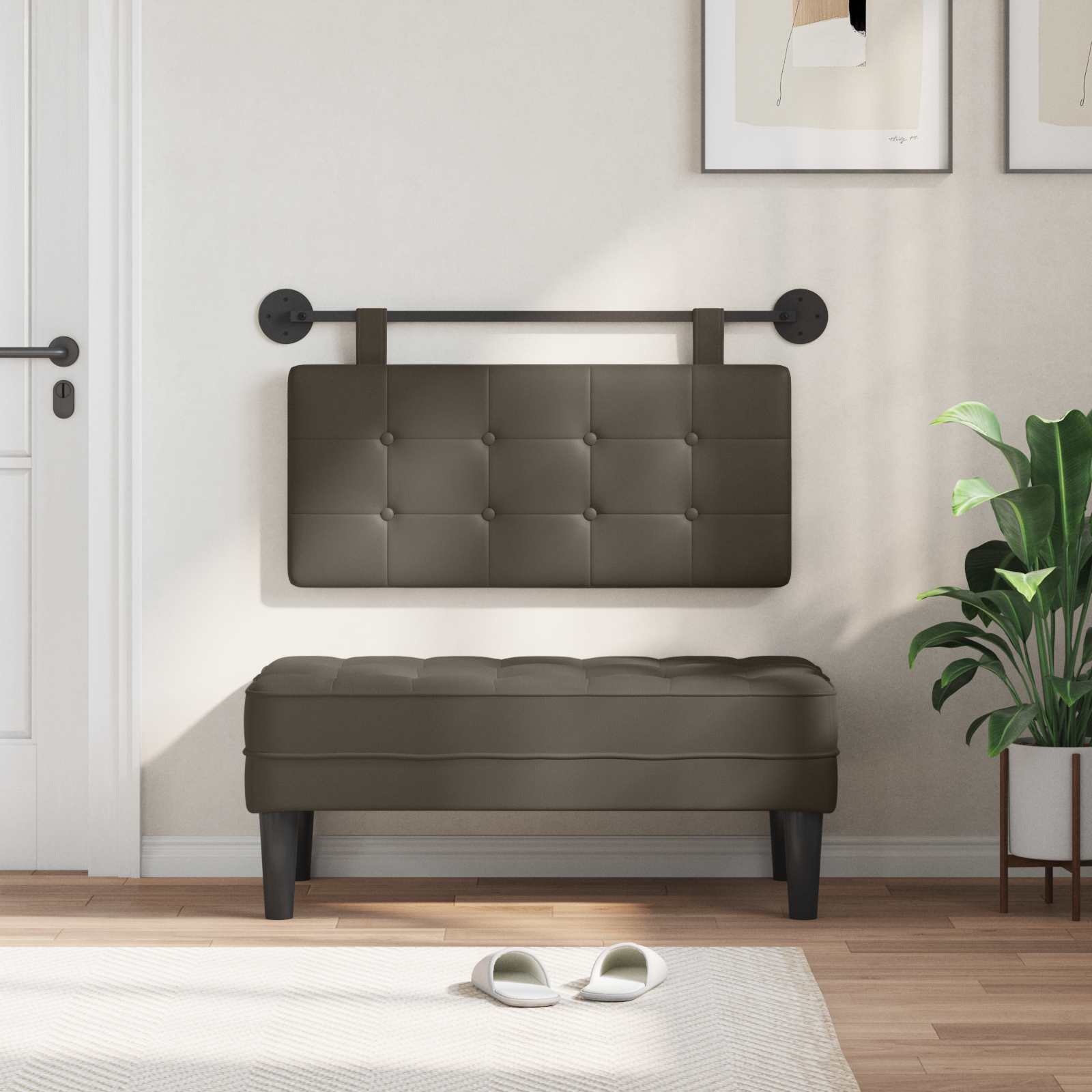 Testata appesa Grigio 100 x 55 x 5 cm Pelle Sintetica 42031879