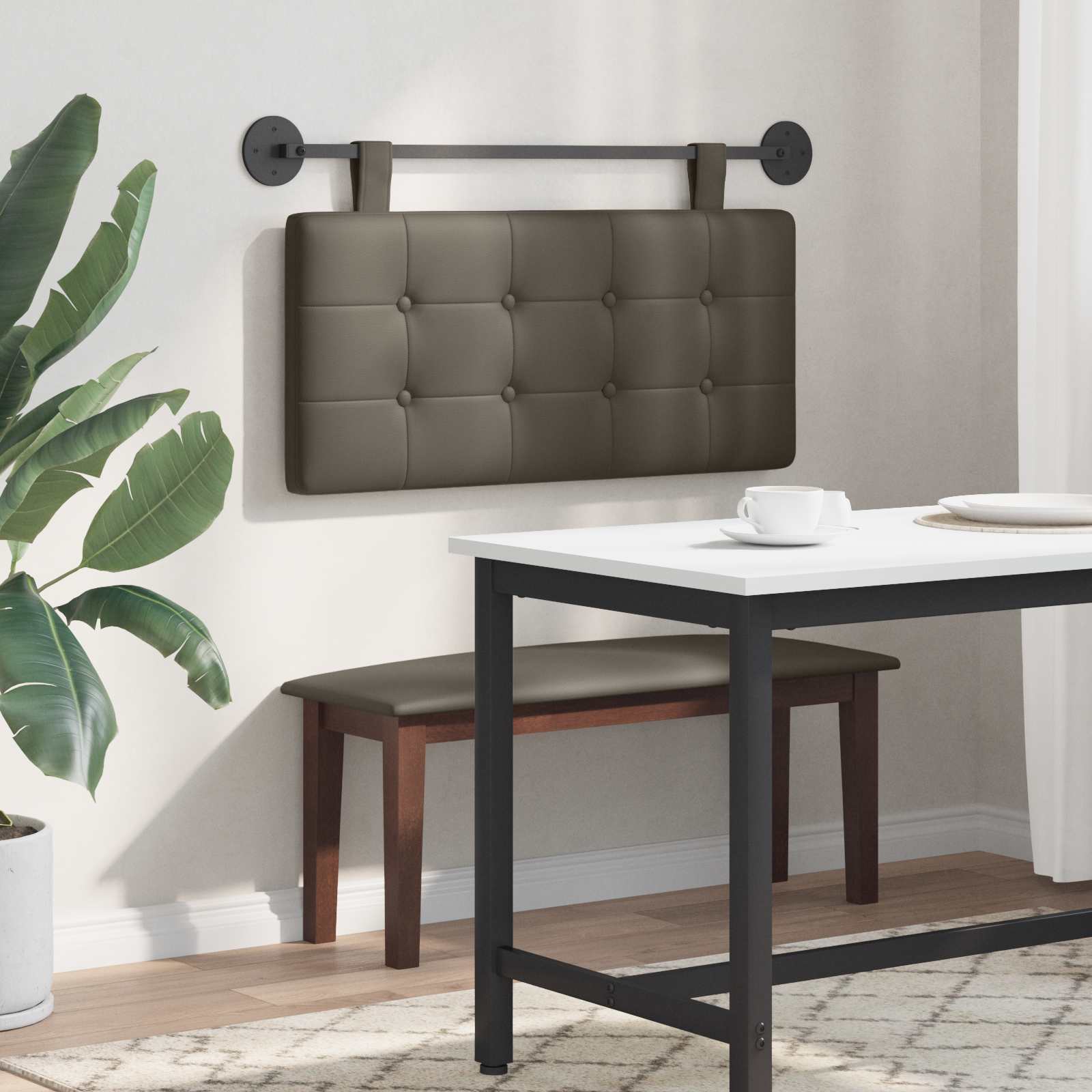 Testata appesa Grigio 100 x 55 x 5 cm Pelle Sintetica 42031879