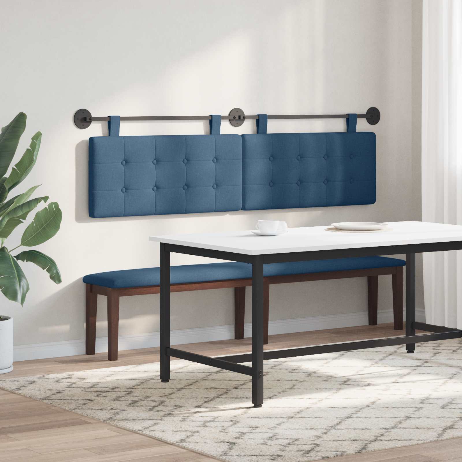 Testata appesa Montaggio a parete 2 pcs Blu Tessuto 42031978