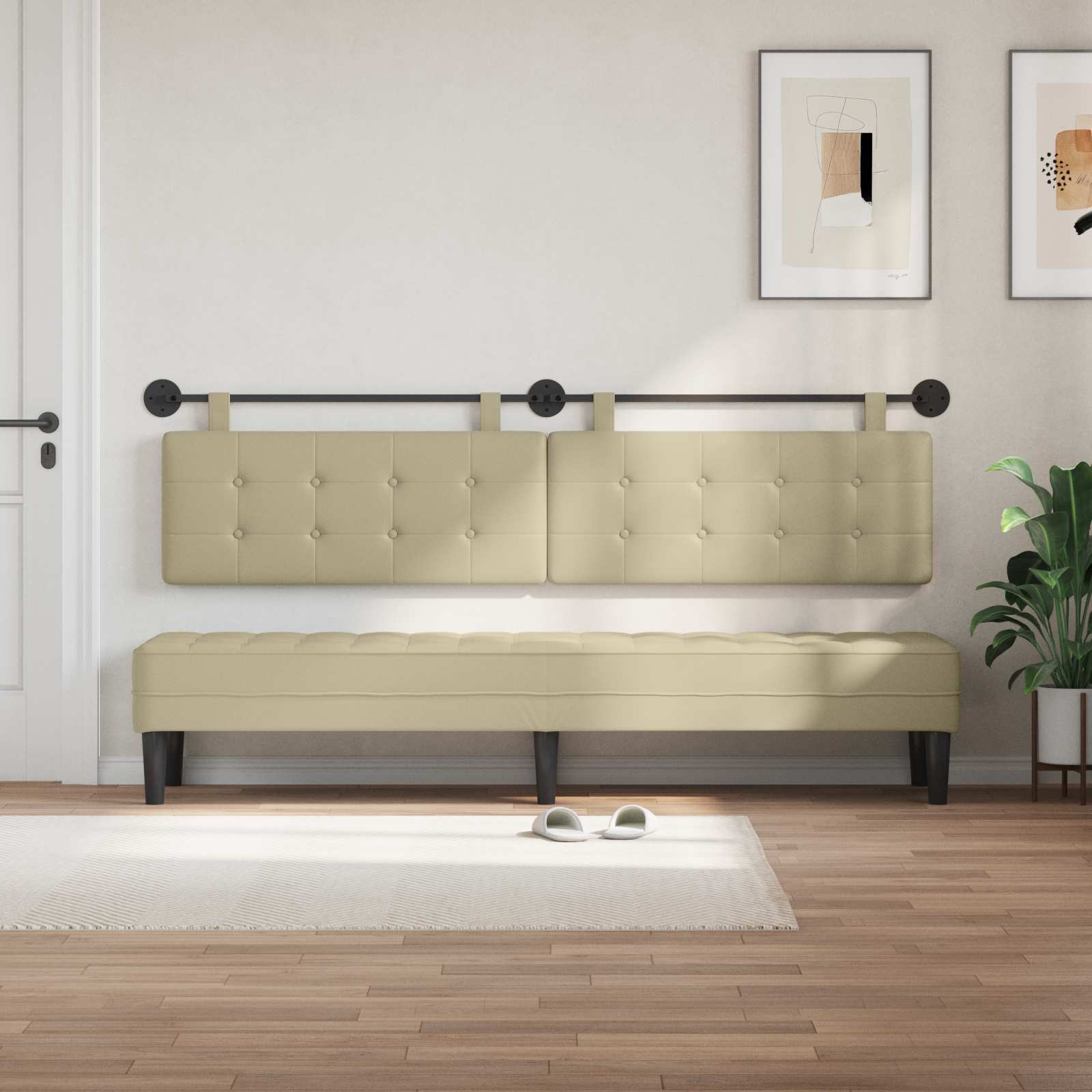 Testata appesa Crema 210 x 55 x 5 cm Pelle Sintetica 42032003
