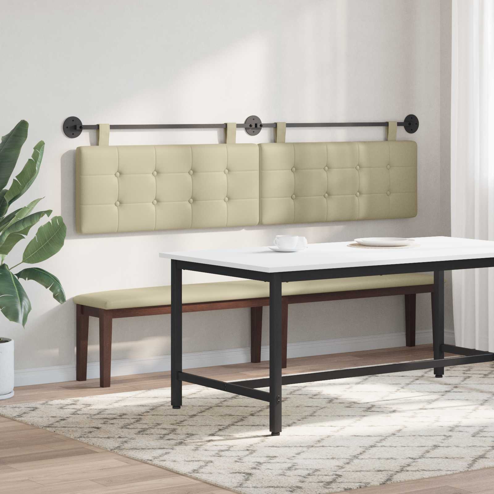 Testata appesa Crema 210 x 55 x 5 cm Pelle Sintetica 42032003