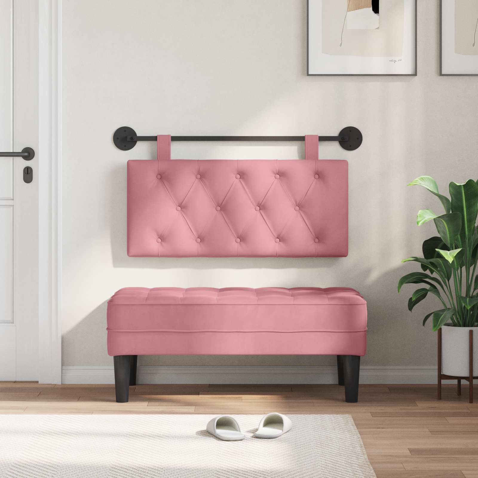 Testata appesa Montaggio a parete Rosa 90 x 55 x 7 cm Velluto 42032028