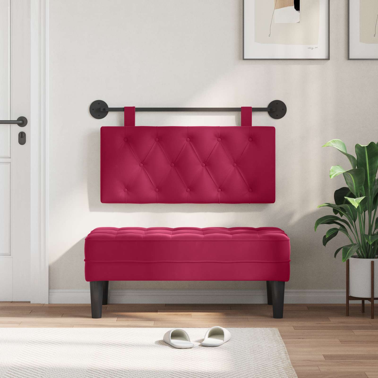 Testata appesa Rosso Vino 90 x 55 x 7 cm Velluto 42032029