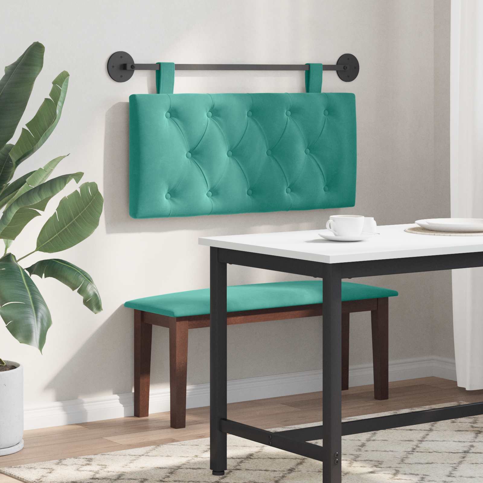 Testata appesa Turchese 90 x 55 x 7 cm Velluto 42032035