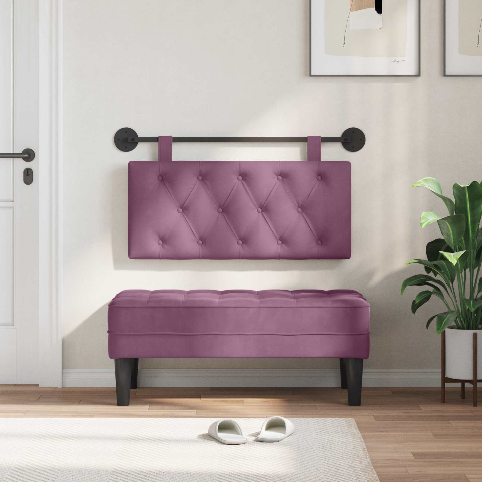 Testata appesa Montaggio a parete Viola 90 x 55 x 7 cm Velluto 42032038