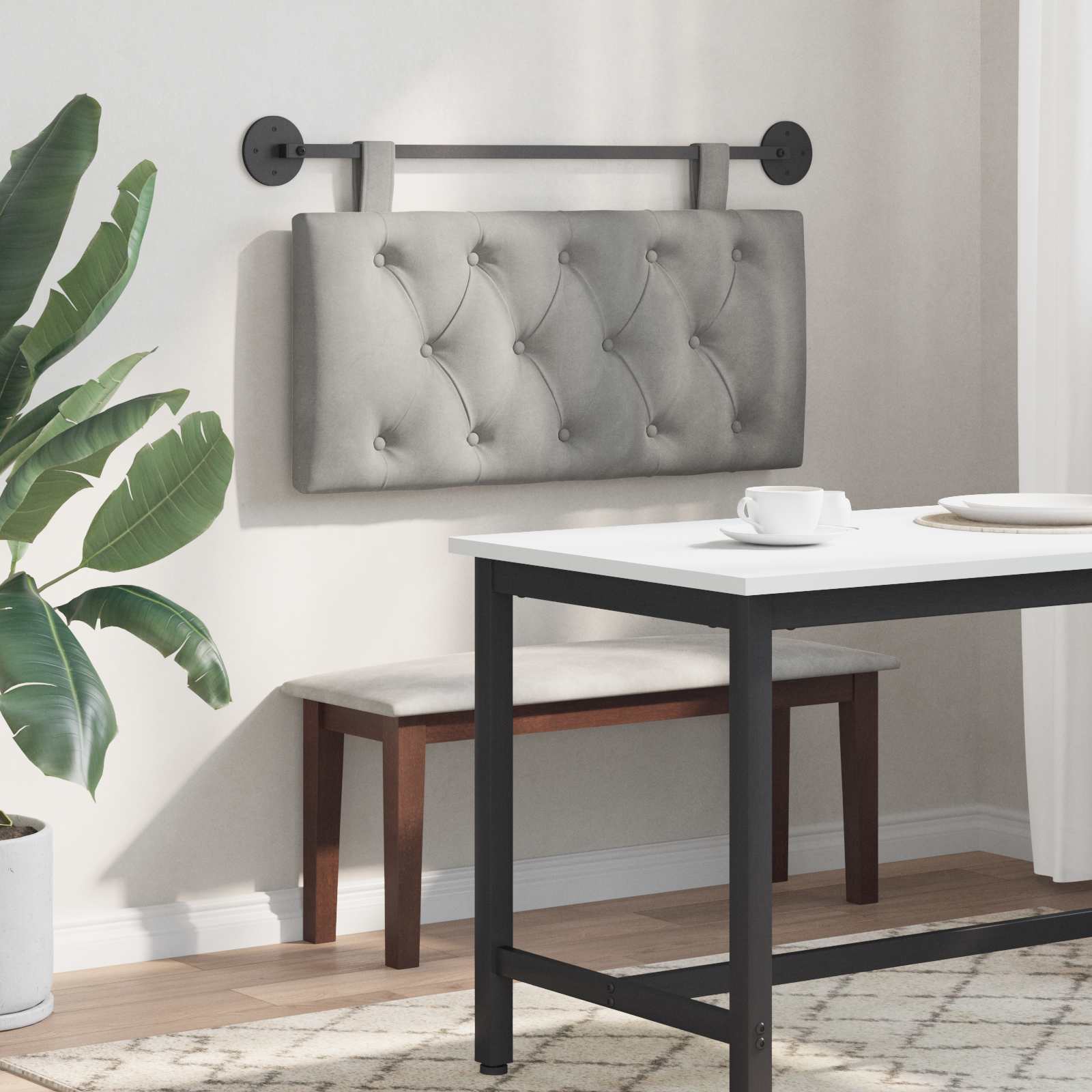 Testata appesa Grigio chiaro 100 x 55 x 7 cm Velluto 42032052