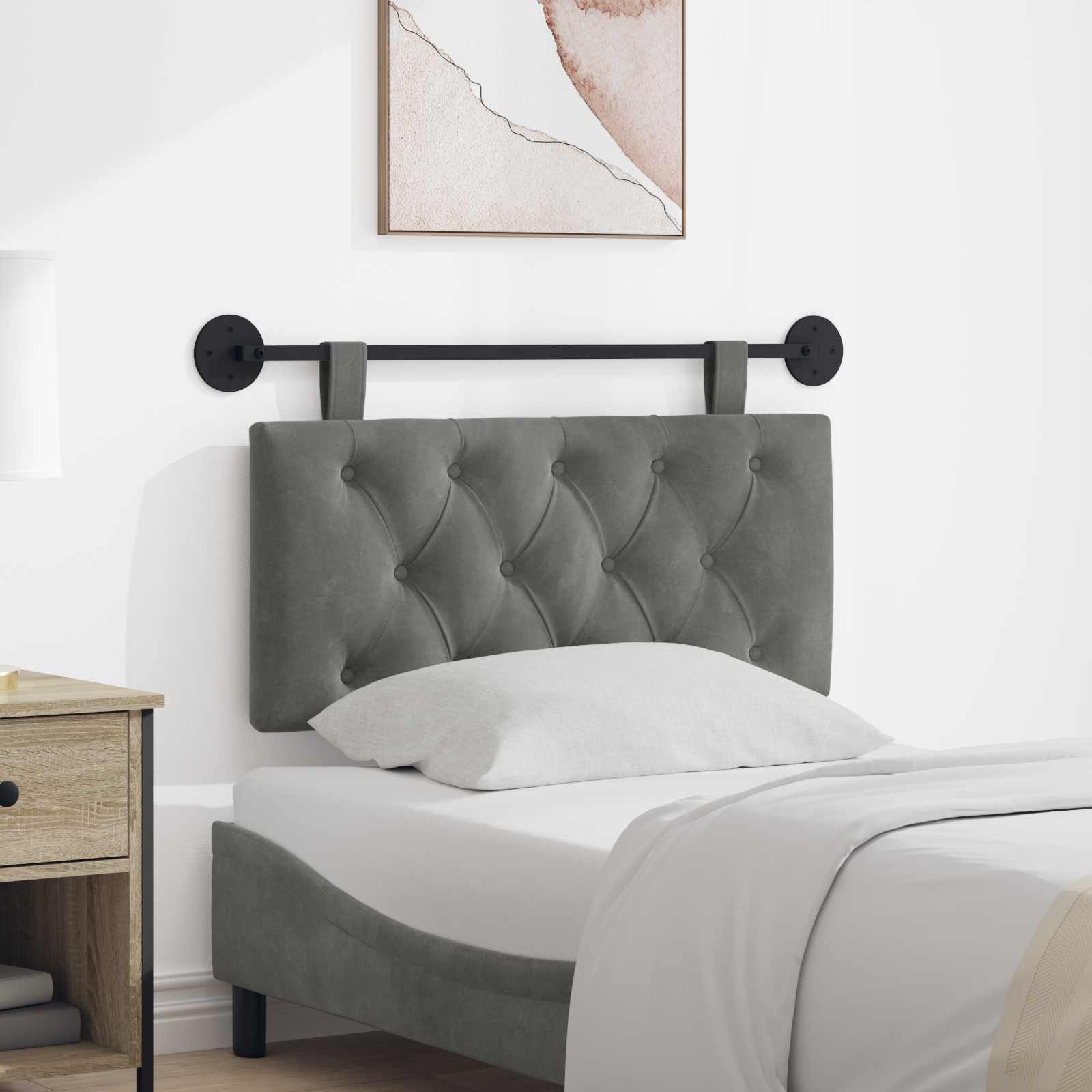 Testata appesa Grigio scuro 100 x 55 x 7 cm Velluto 42032053