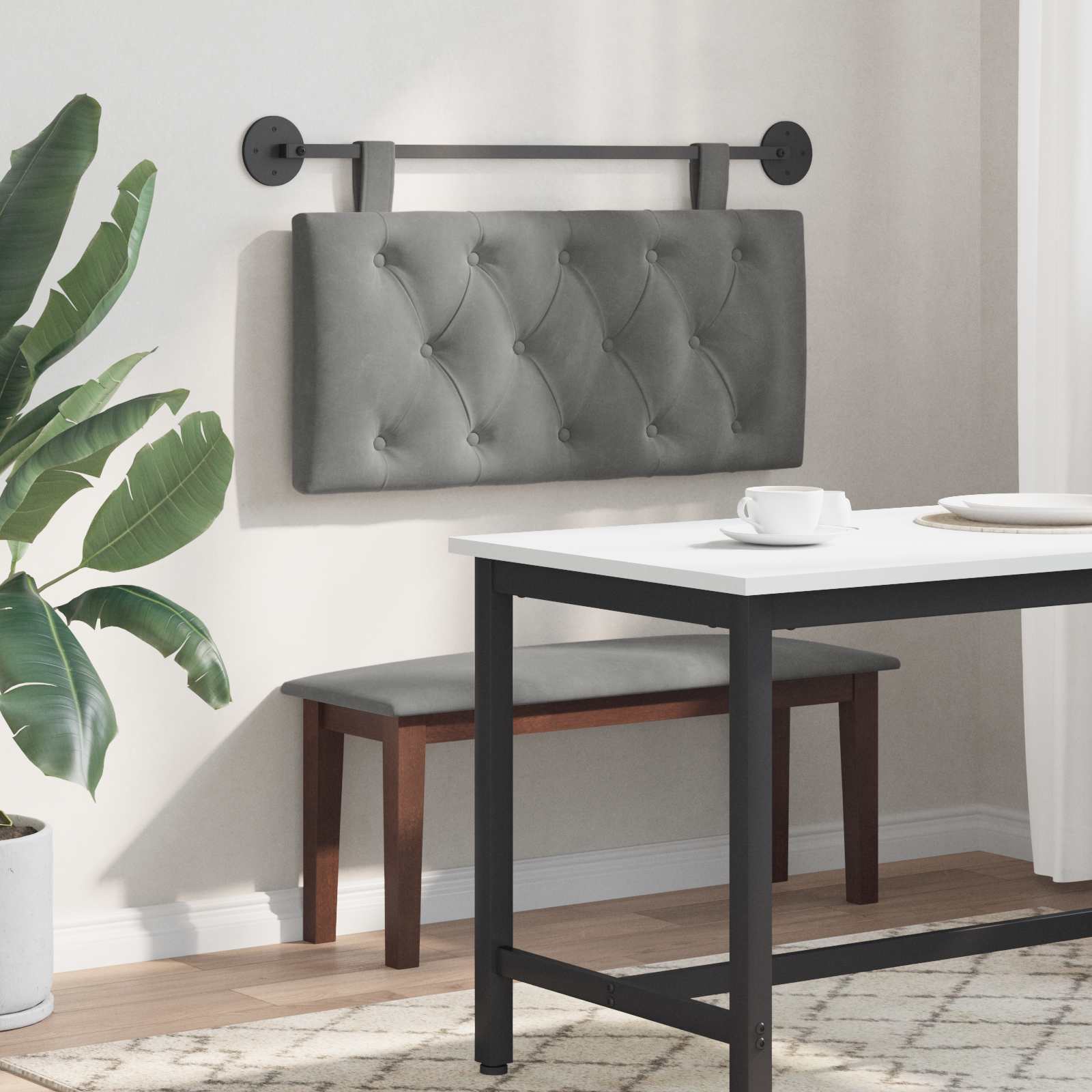 Testata appesa Grigio scuro 100 x 55 x 7 cm Velluto 42032053