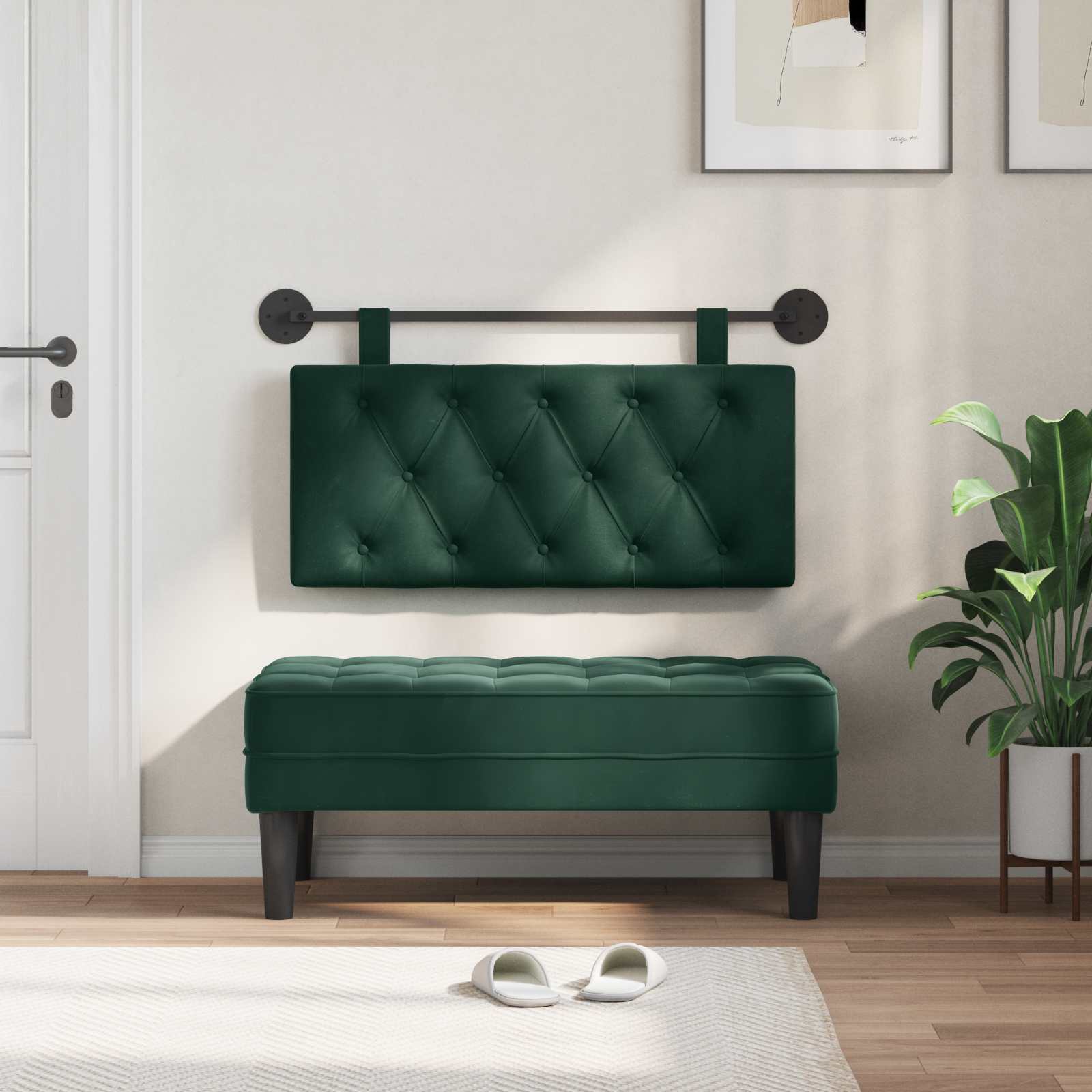 Testata appesa Verde Scuro 100 x 55 x 7 cm Velluto 42032054