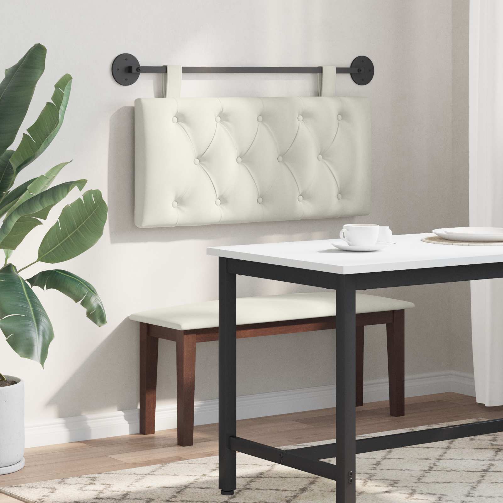 Testata appesa Montaggio a parete Crema 100 x 55 x 7 cm Velluto 42032061