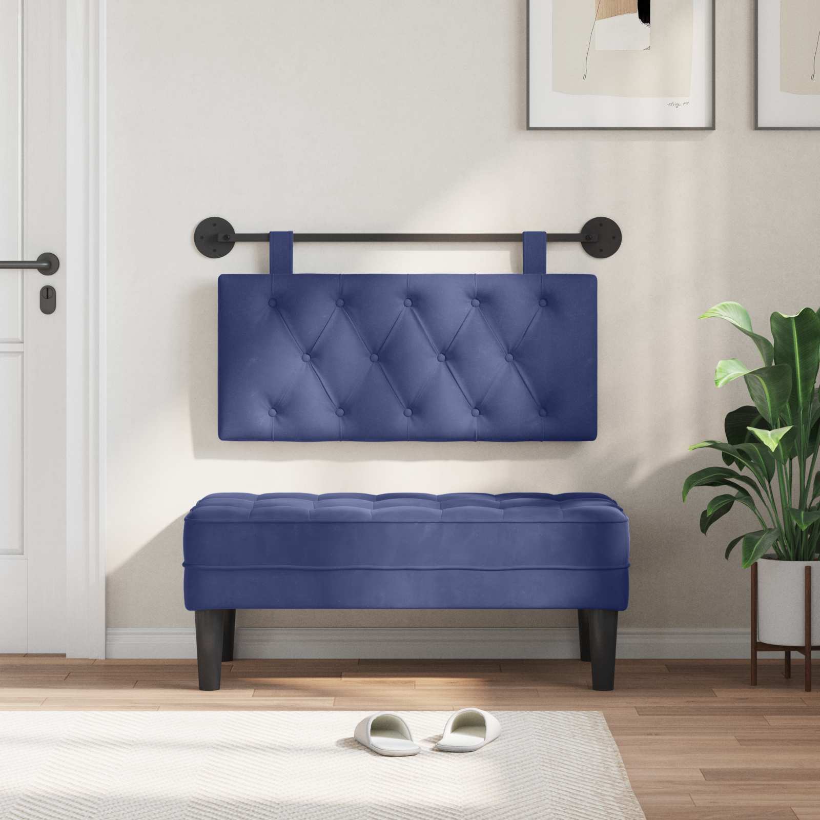 Testata appesa Blu Polizia 100 x 55 x 7 cm Velluto 42032065