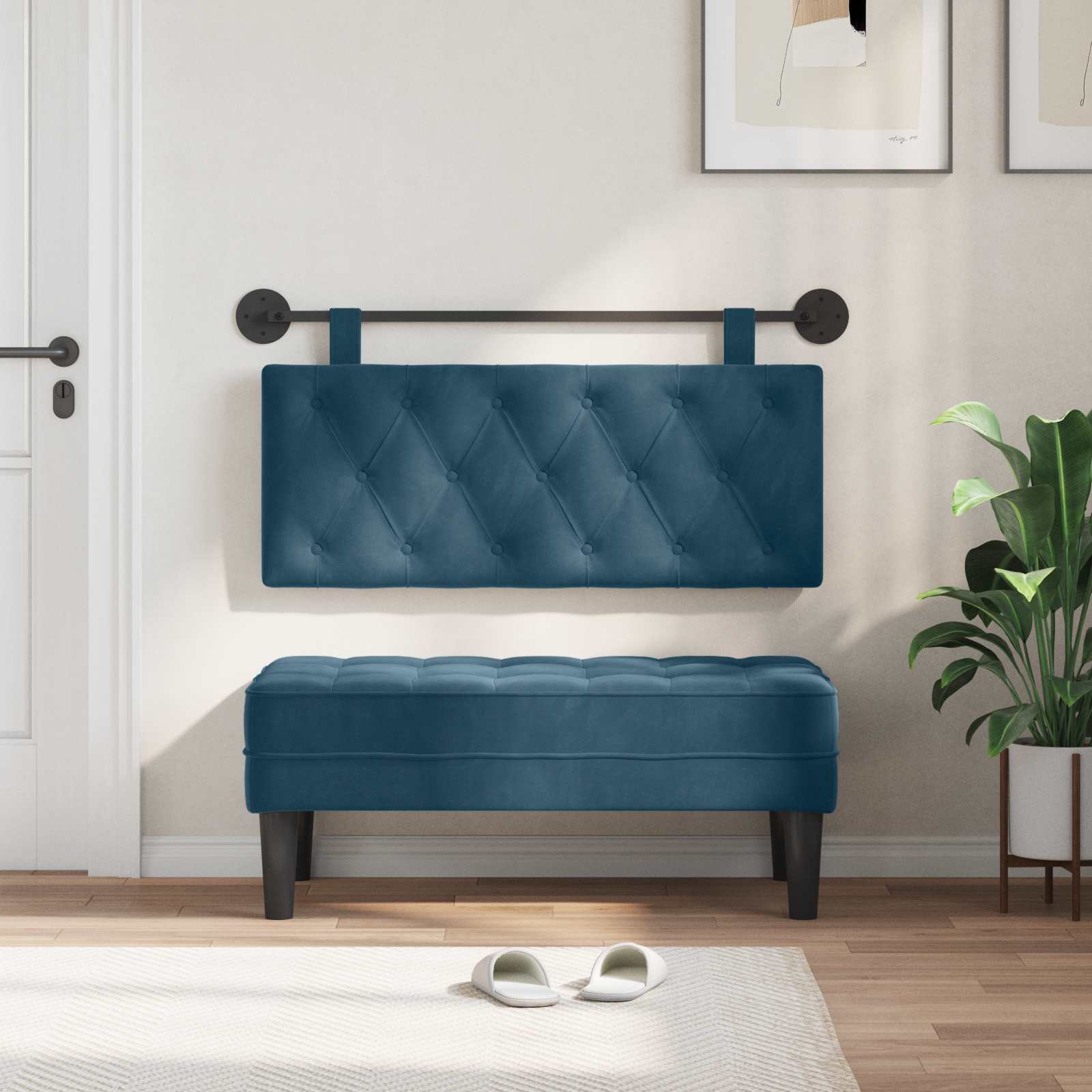 Testata appesa Montaggio a parete Blu 110 x 55 x 7 cm Velluto 42032090