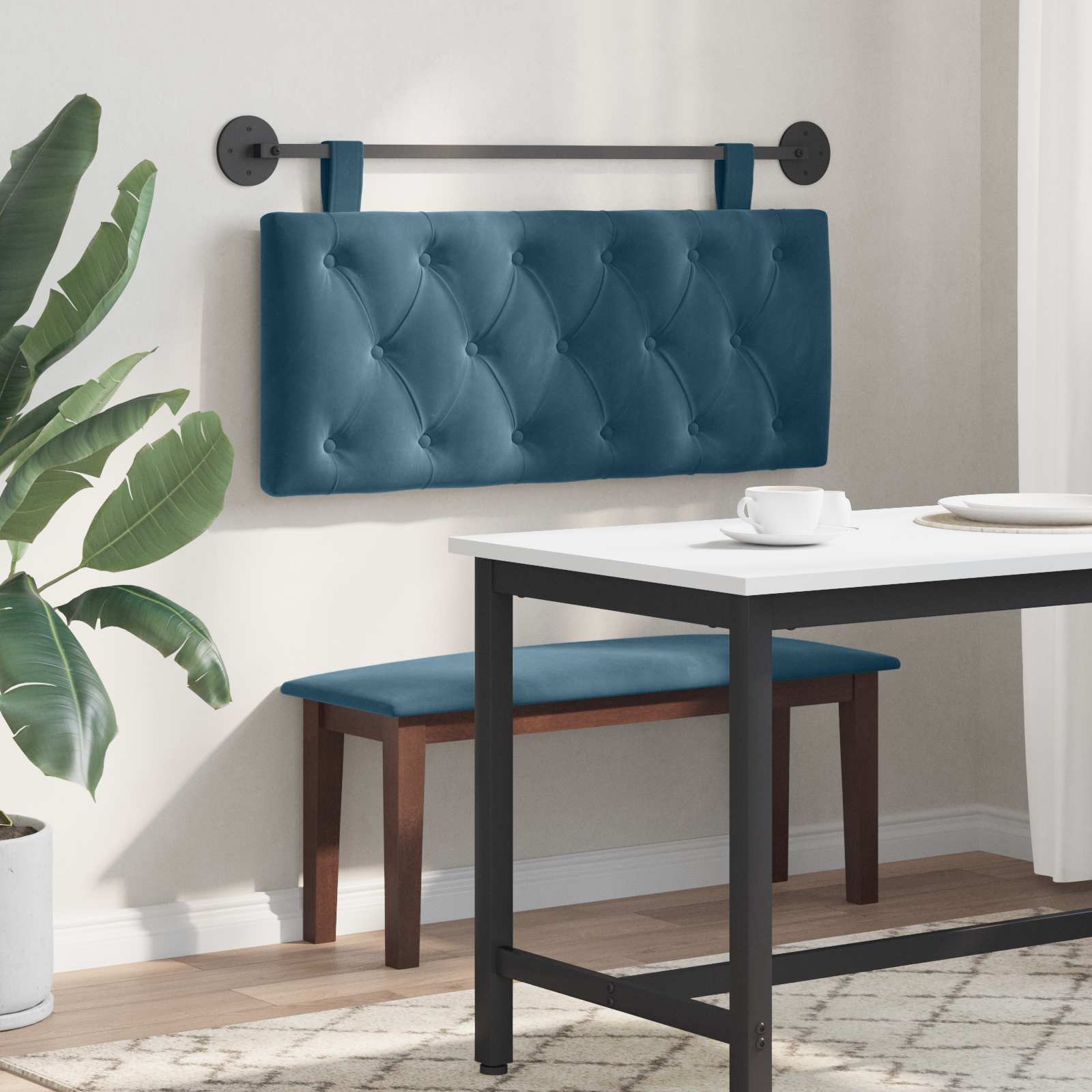 Testata appesa Montaggio a parete Blu 110 x 55 x 7 cm Velluto 42032090