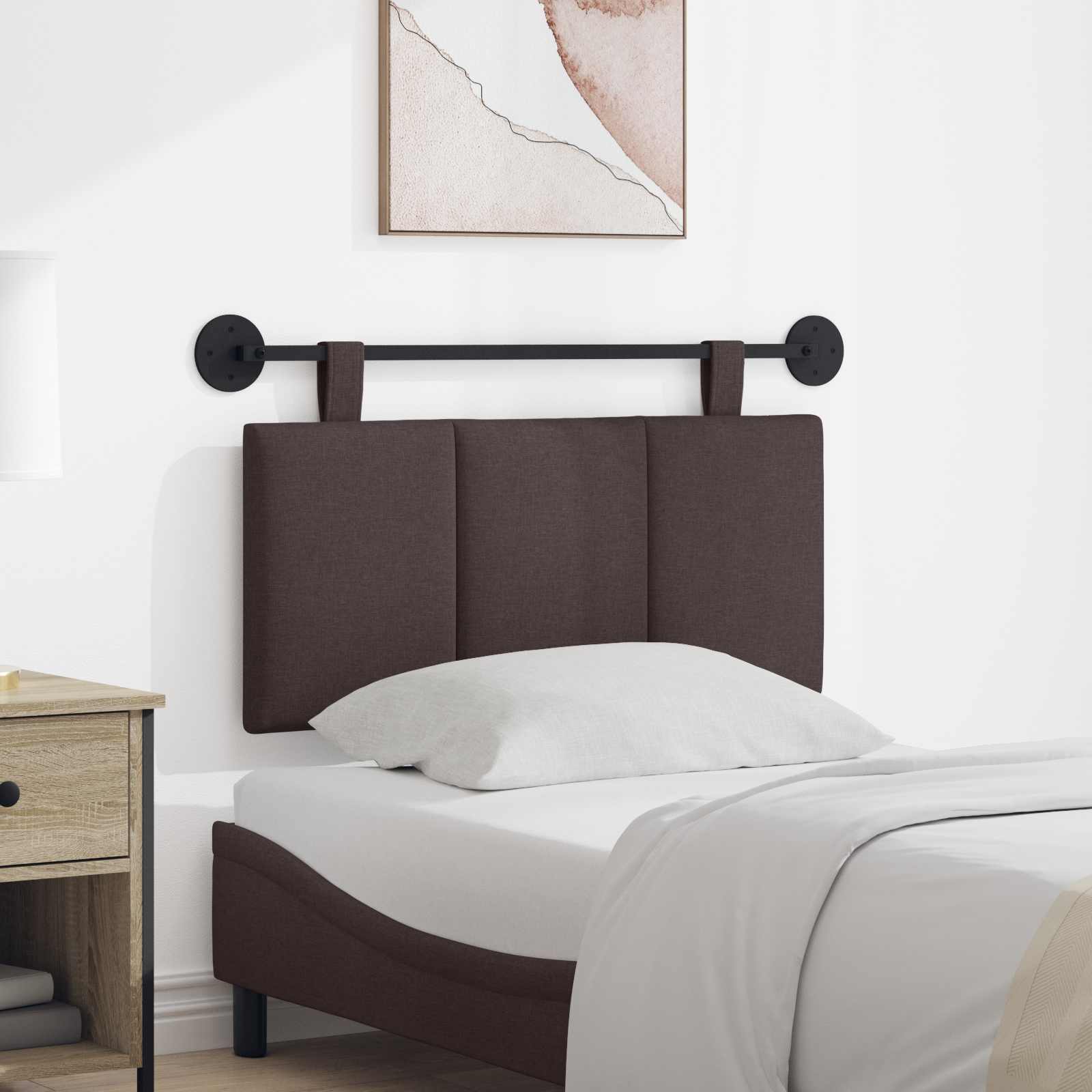 Testata appesa Rigato Marrone Scuro 90 x 55 x 5 cm Tessuto 42032240