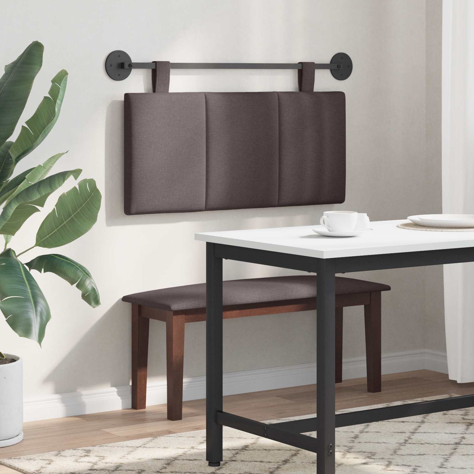 Testata appesa Rigato Marrone Scuro 90 x 55 x 5 cm Tessuto 42032240