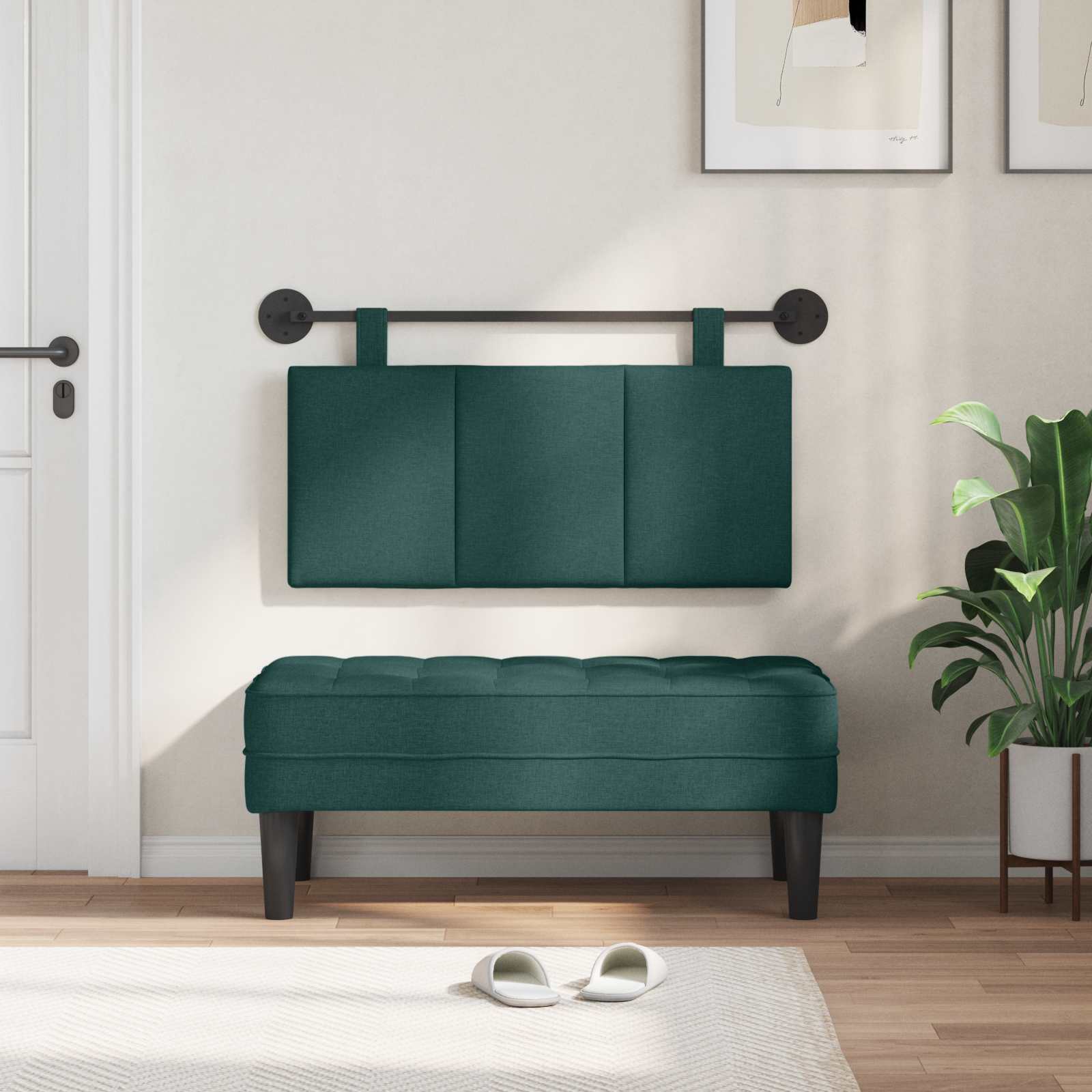 Testata appesa Rigato Verde Scuro 90 x 55 x 5 cm Tessuto 42032241