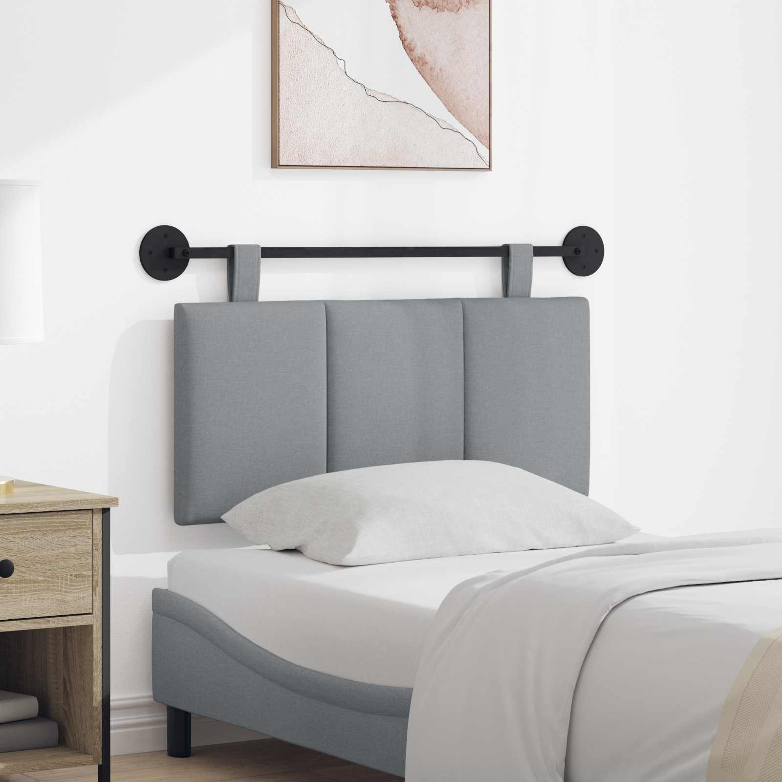 Testata appesa Rigato Grigio chiaro 100 x 55 x 5 cm Tessuto 42032249