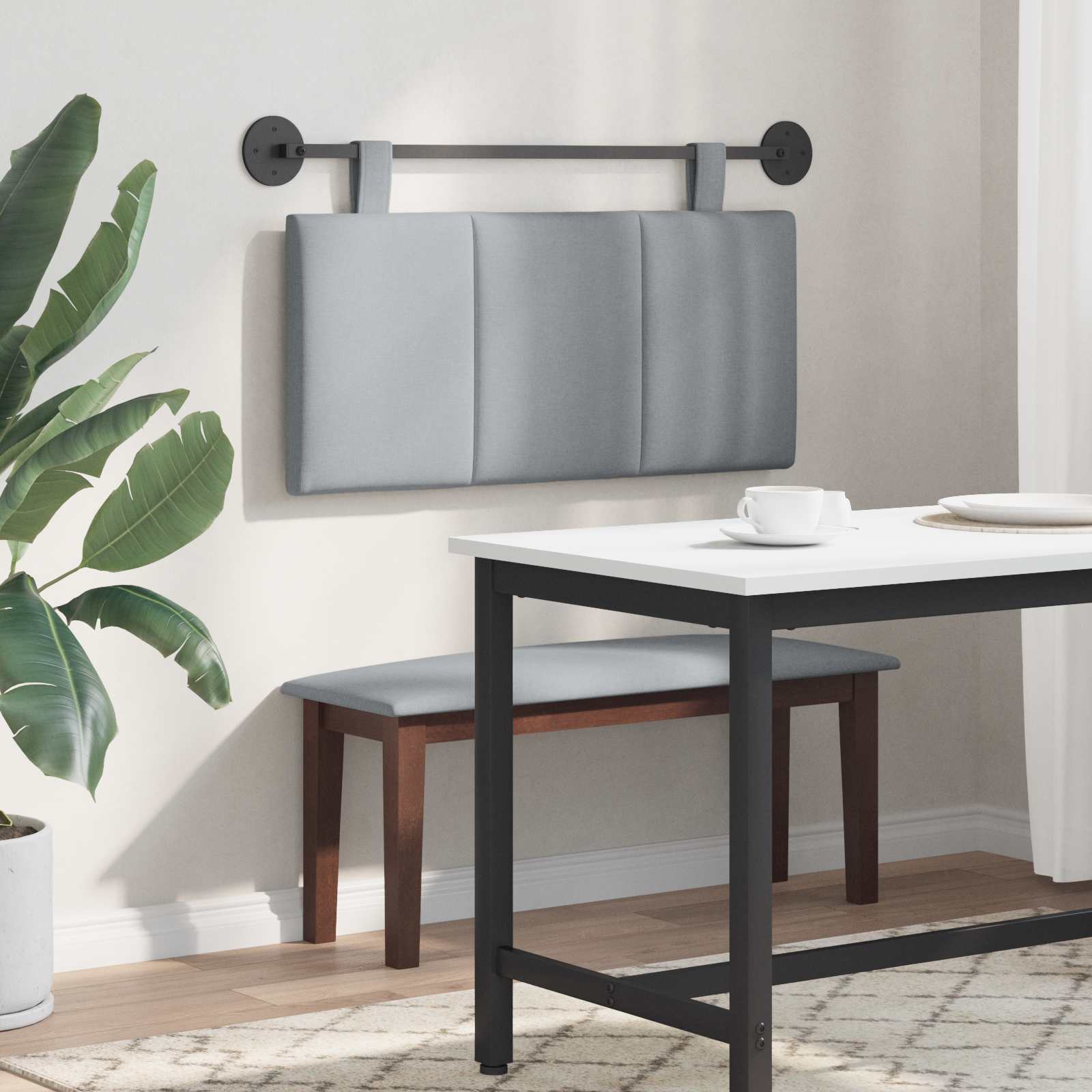 Testata appesa Rigato Grigio chiaro 100 x 55 x 5 cm Tessuto 42032249