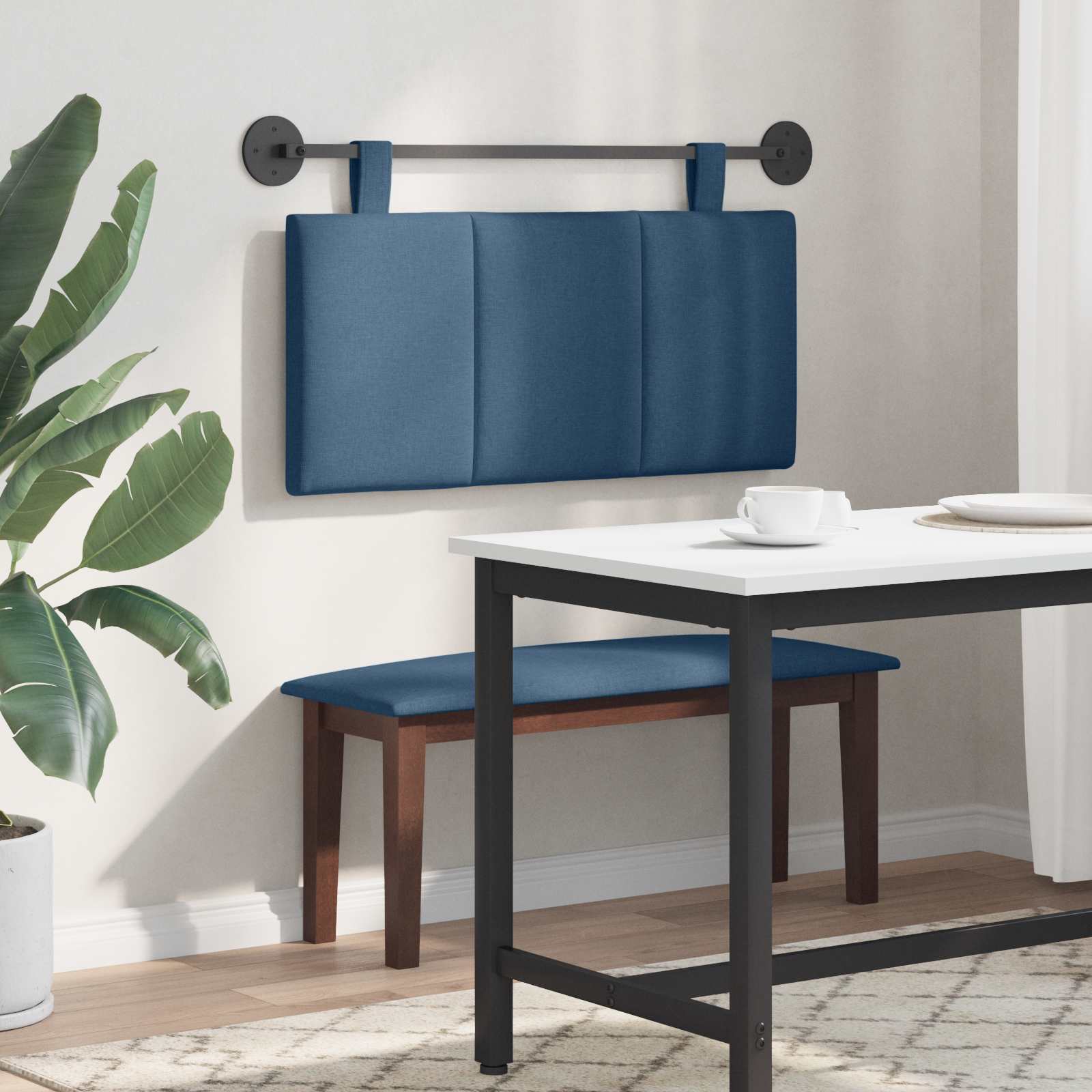 Testata appesa Montaggio a parete Blu 100 x 55 x 5 cm Tessuto 42032257