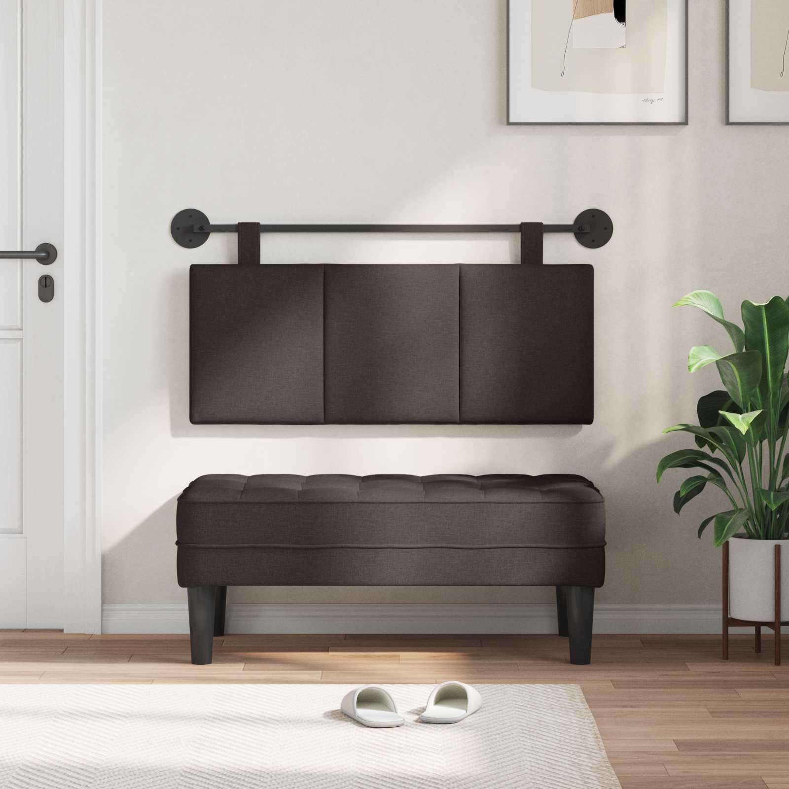 Testata appesa Rigato Marrone Scuro 110 x 55 x 5 cm Tessuto 42032266