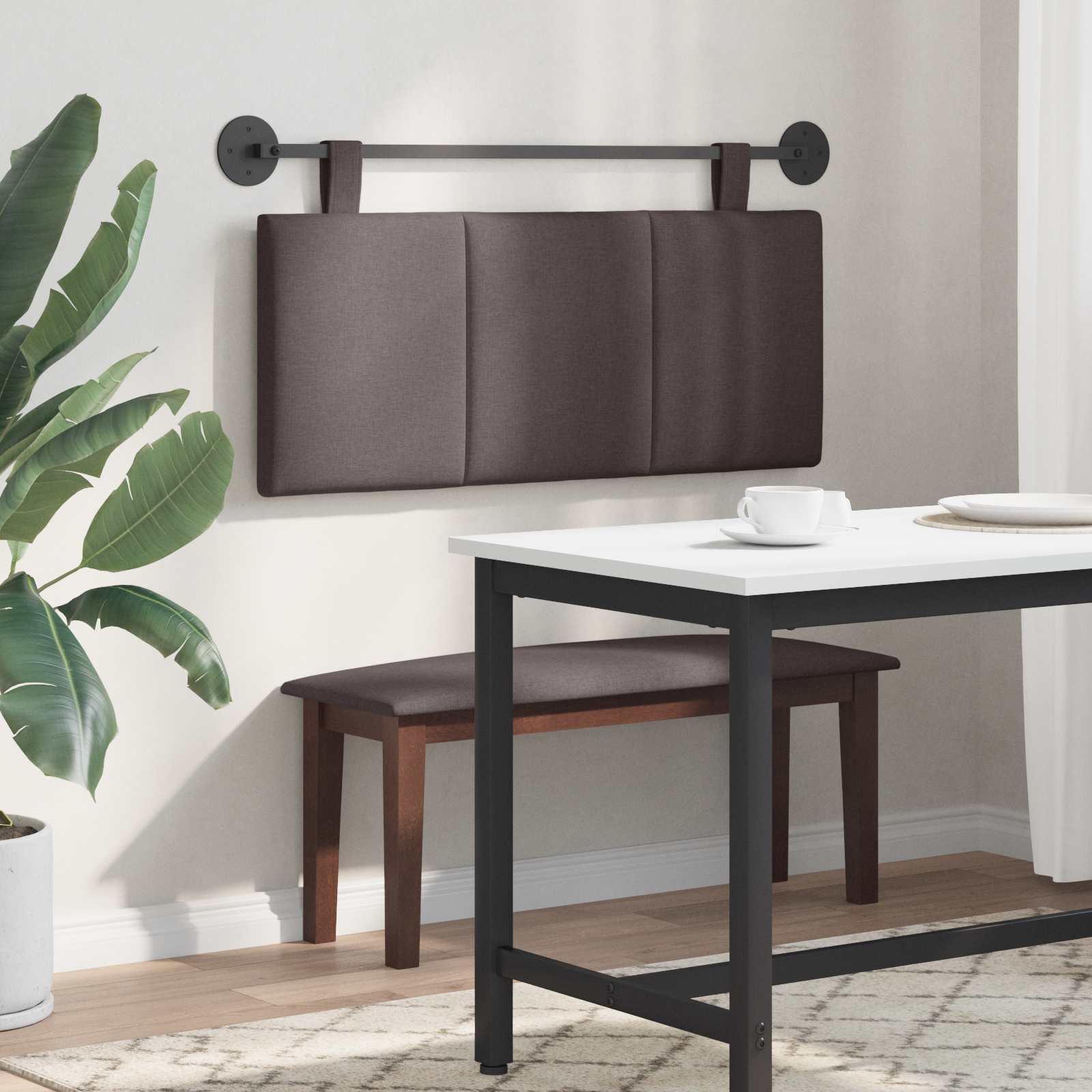Testata appesa Rigato Marrone Scuro 110 x 55 x 5 cm Tessuto 42032266