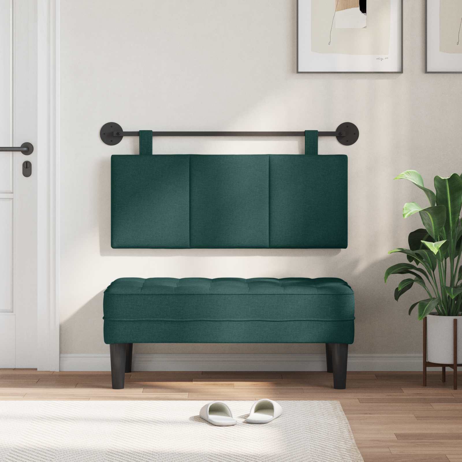Testata appesa Rigato Verde Scuro 110 x 55 x 5 cm Tessuto 42032267