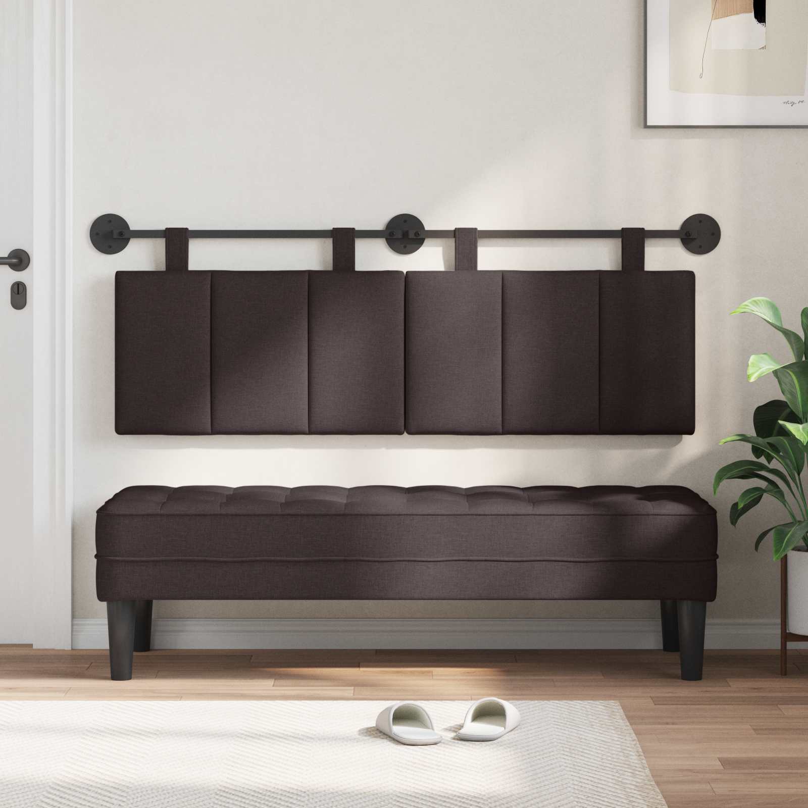Testata appesa Rigato Marrone Scuro 150 x 55 x 5 cm Tessuto 42032292