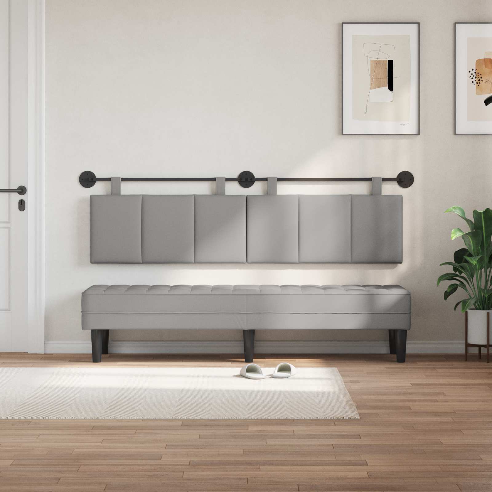 Testata appesa Rigato Grigio Nuvola 170 x 55 x 5 cm Tessuto 42032300