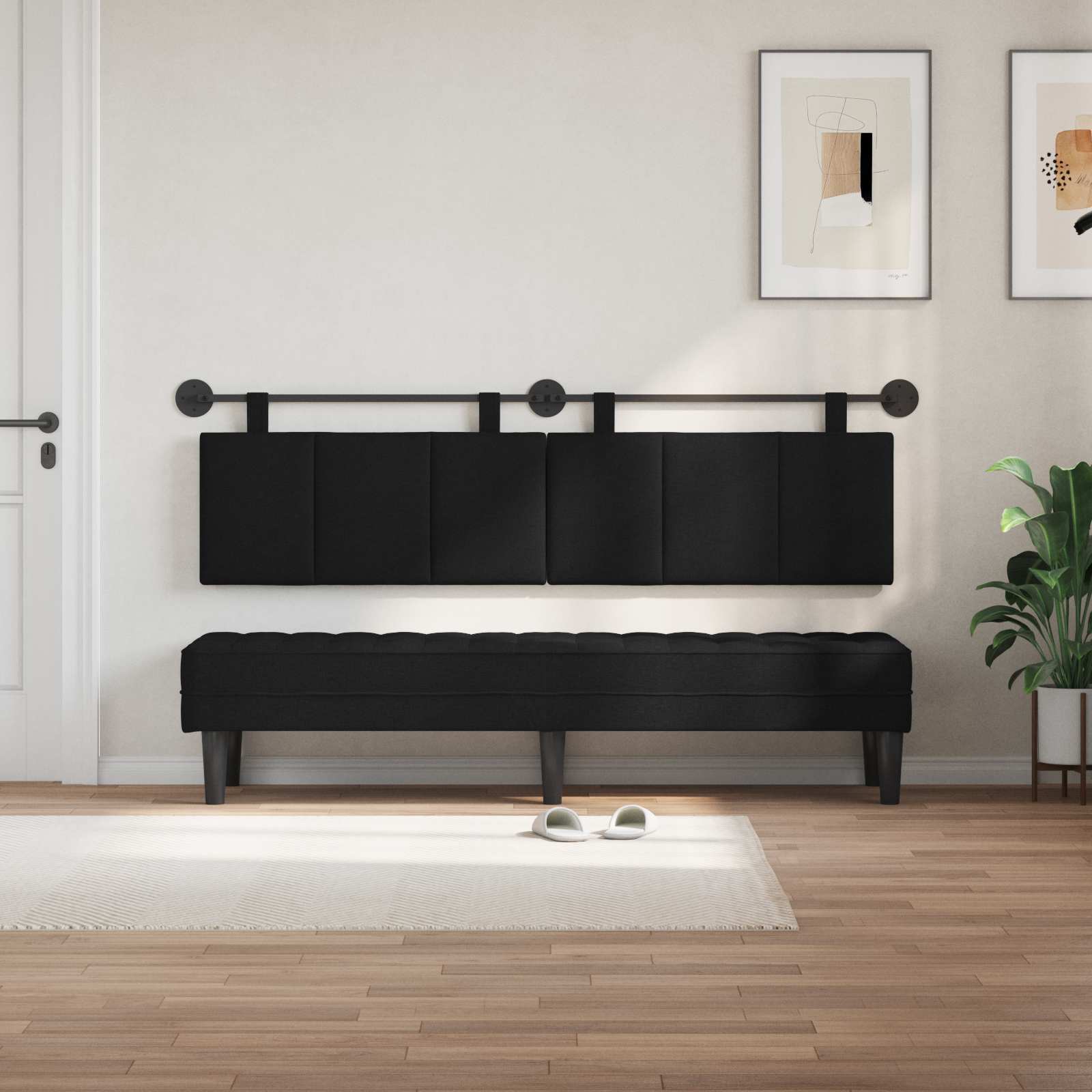 Testata appesa Montaggio a parete Nero 170 x 55 x 5 cm Tessuto 42032303