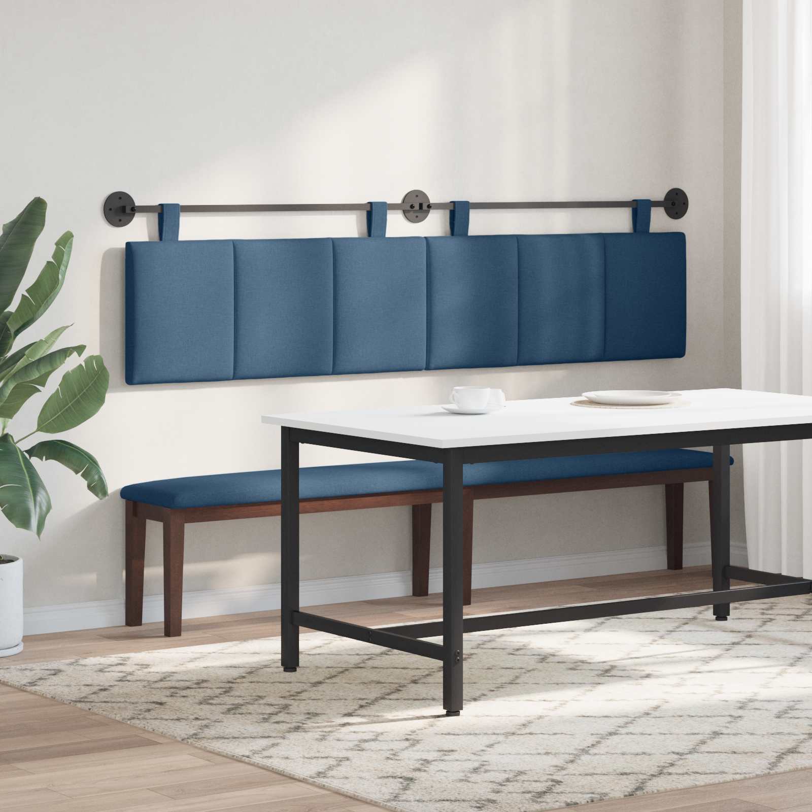 Testata appesa Montaggio a parete Blu 210 x 55 x 5 cm Tessuto 42032335