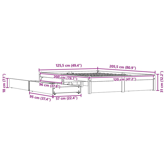 Struttura del letto con cassetto Marrone cerato 120 x 200 cm 3422698