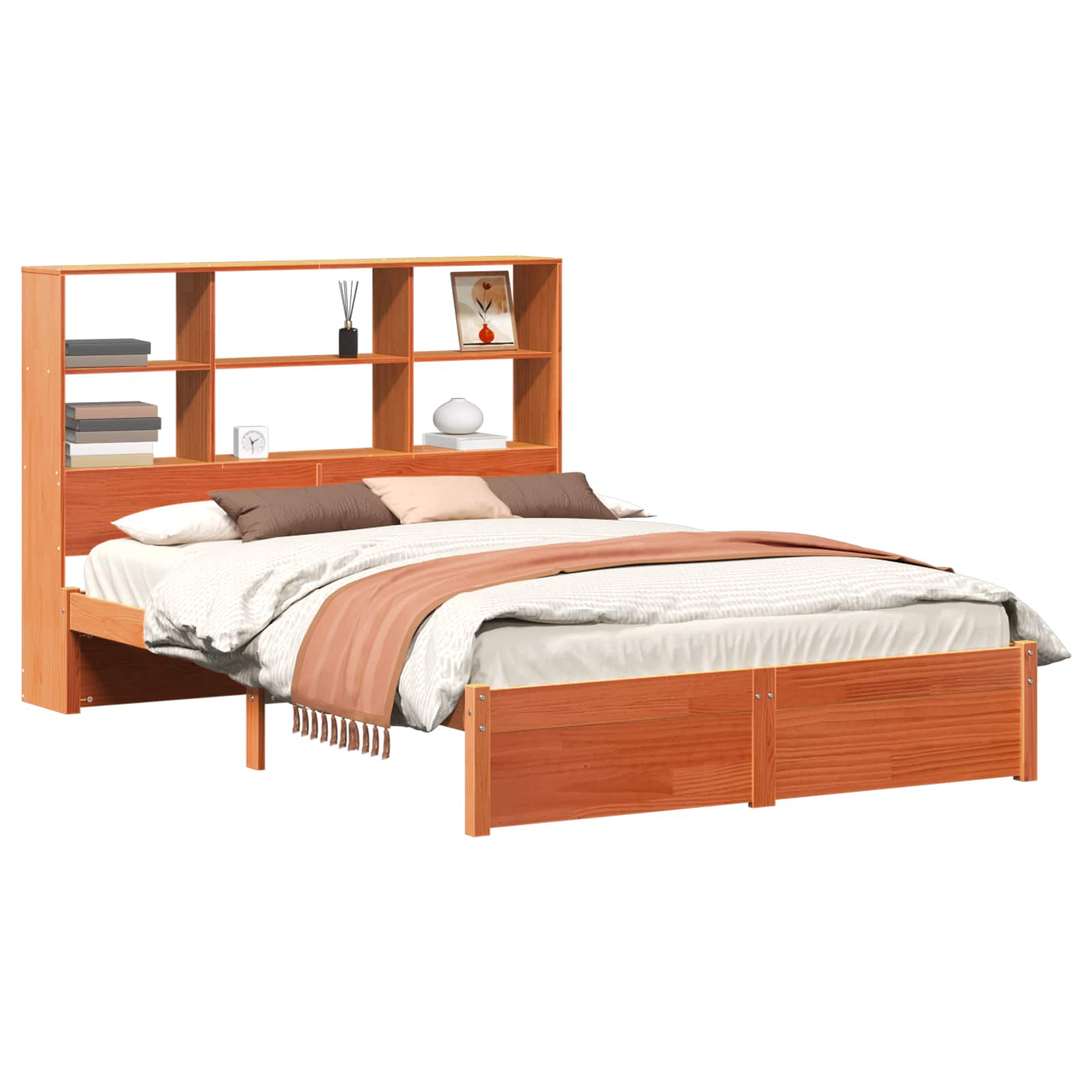 Libreria Struttura Letto Marrone cerato 150 x 200 cm 3422700