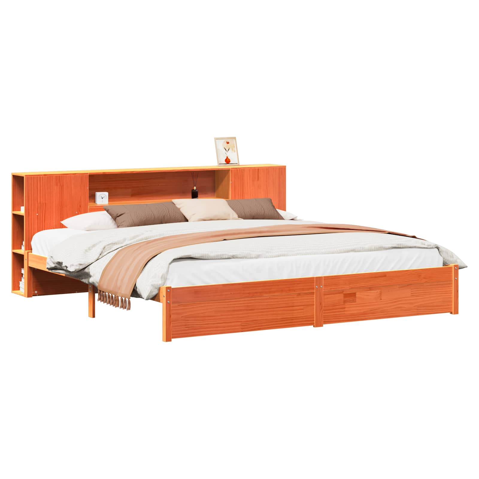 Libreria Struttura Letto Marrone cerato 200 x 200 cm 3422731