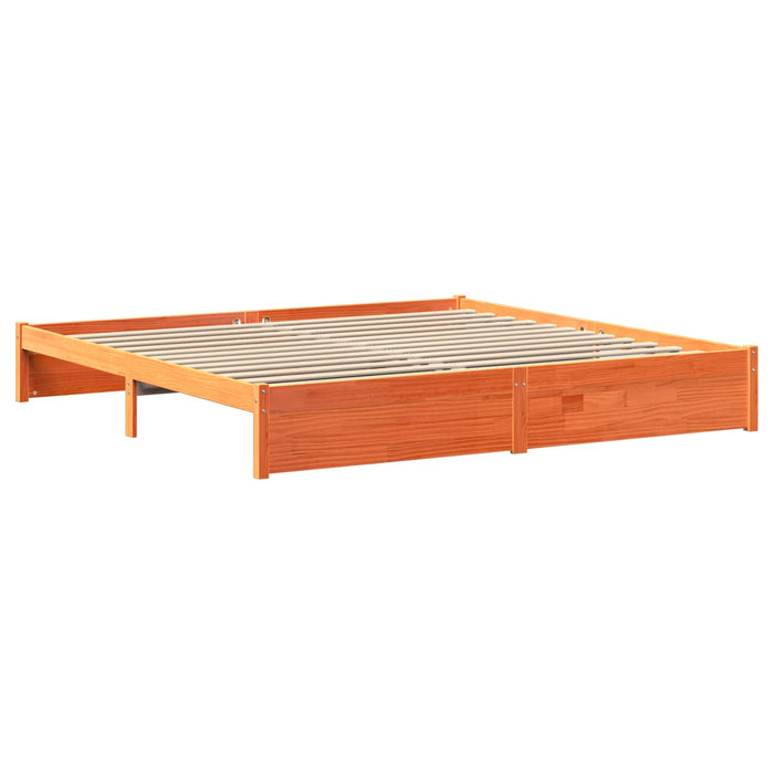 Libreria Struttura Letto Marrone cerato 200 x 200 cm 3422731